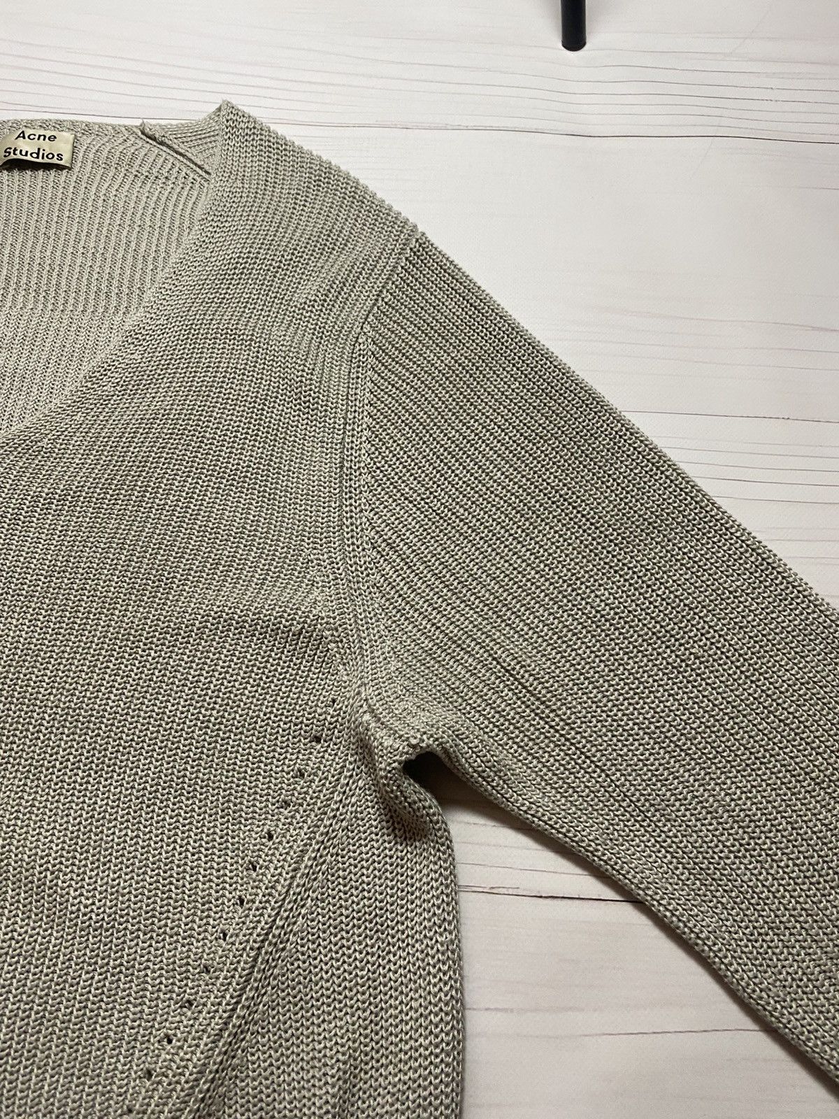 Acne Studios Acne Studios Deborah Chunky SS16 V-neck Linen sweater Size L / US 10 / IT 46 - 14 Thumbnail