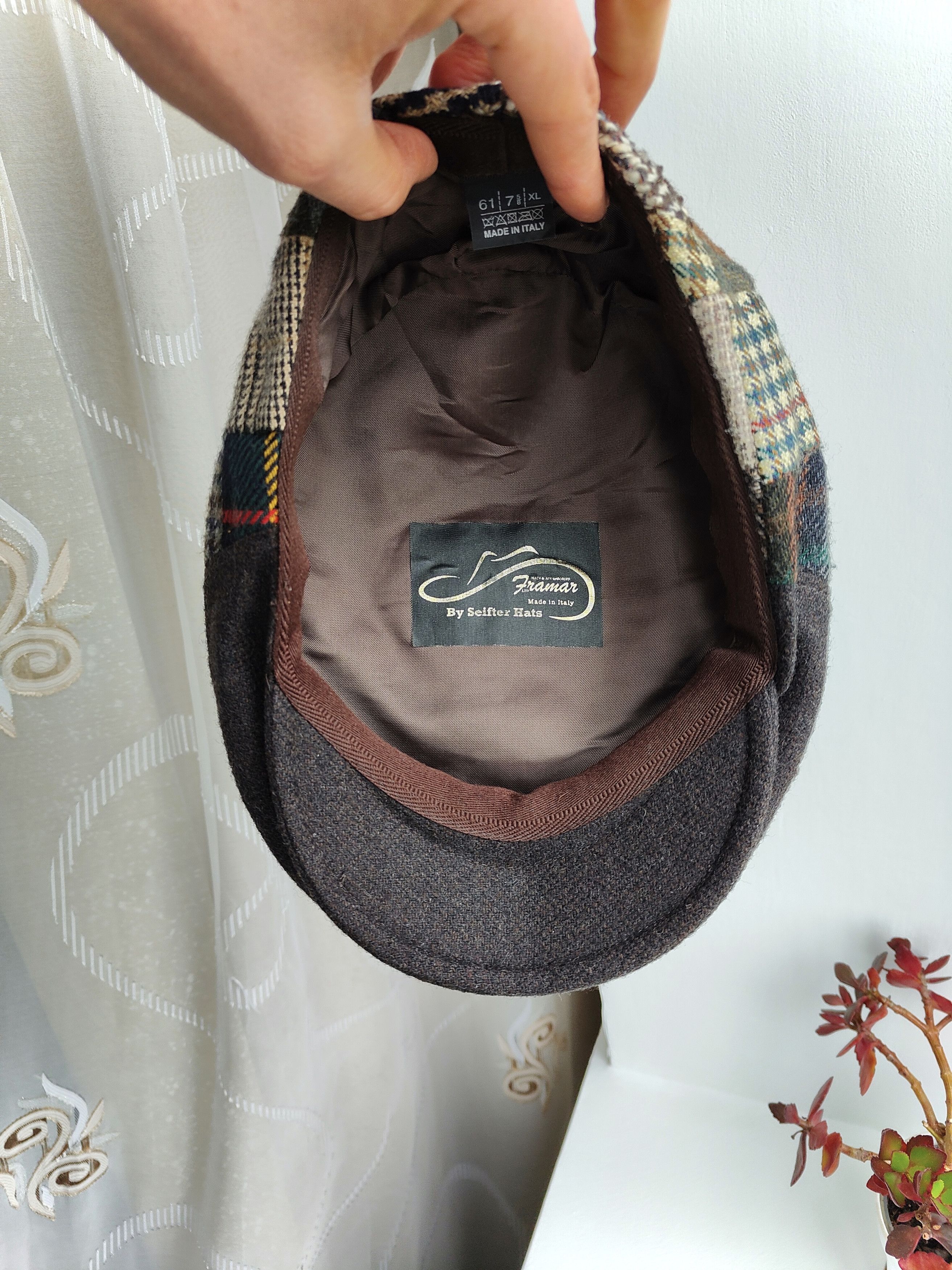 Harris Tweed Woolen Flat Cap Framar by Seifter Hats Italy Newsboy Baker Size ONE SIZE - 5 Thumbnail