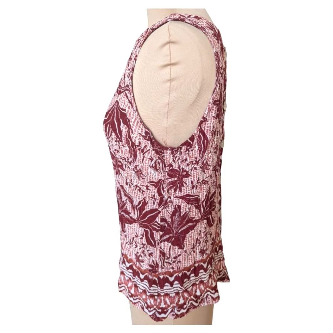 Nicole Miller Nicole Miller Sleeveless Button Back Top Women Size Large Boho Festival EUC Brown Tank Round Neck Shirt Womens Size L / US 10 / IT 46 - 4 Thumbnail