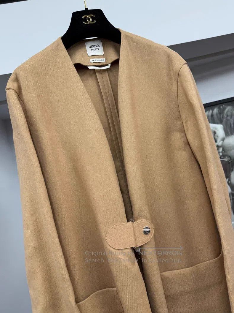Hermes Hermes Khaki Linen Coat Size XS / US 0-2 / IT 36-38 - 2 Thumbnail