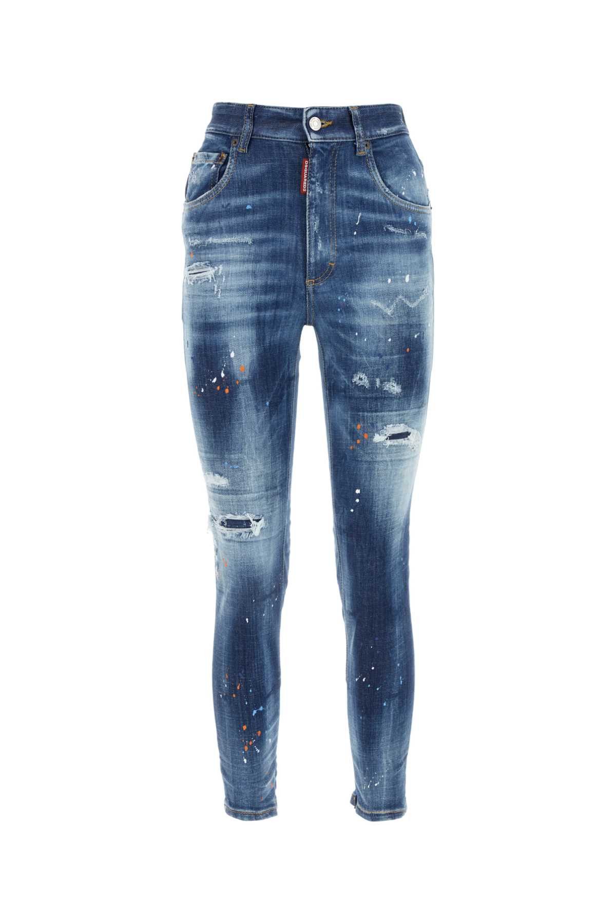 image of Dsquared2 Stretch Denim Twiggy Jeans in Blue, Women's (Size 26)
