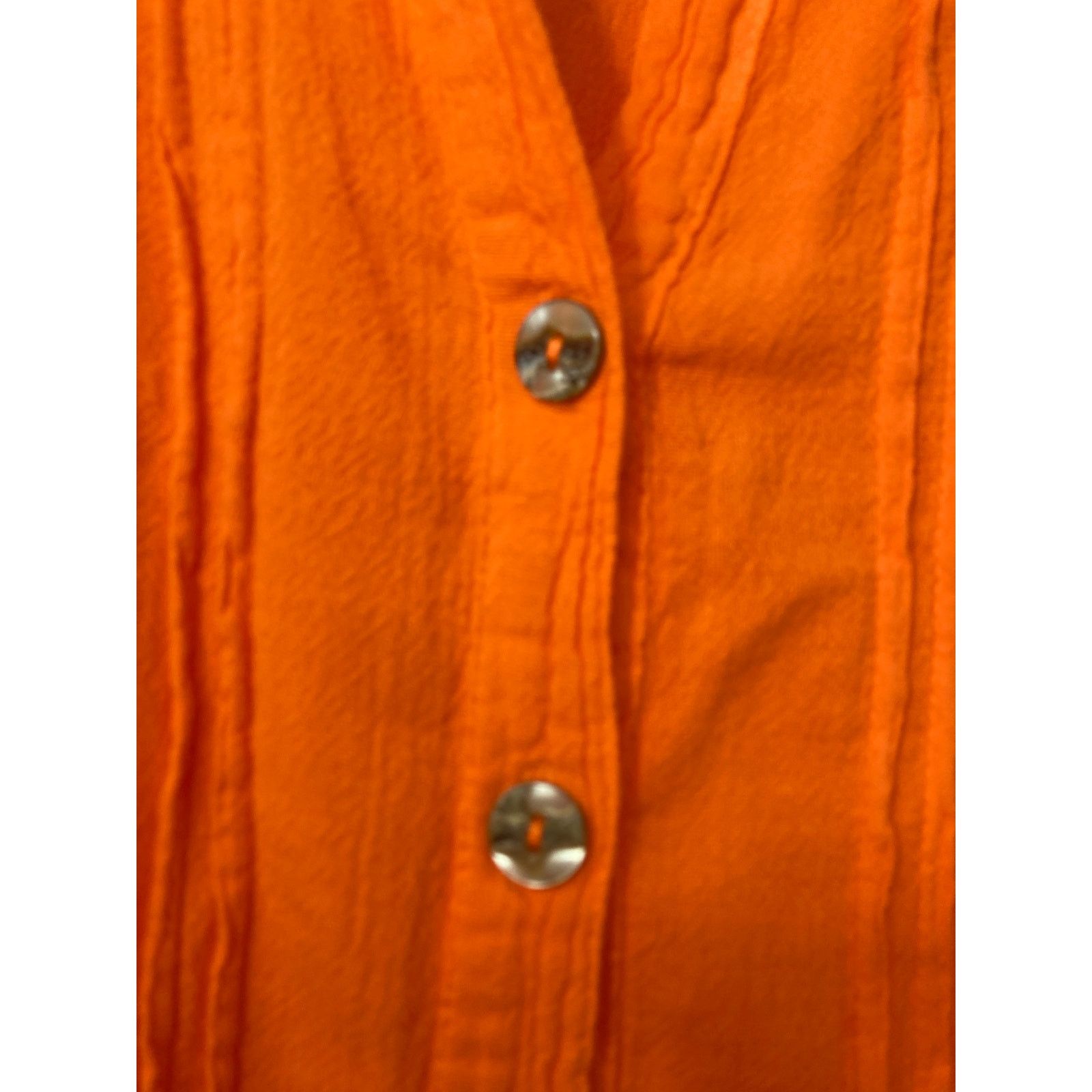 Other Dunes Orange Shell Buttons Textured Button Up Blouse Top Size L / US 10 / IT 46 - 4 Thumbnail