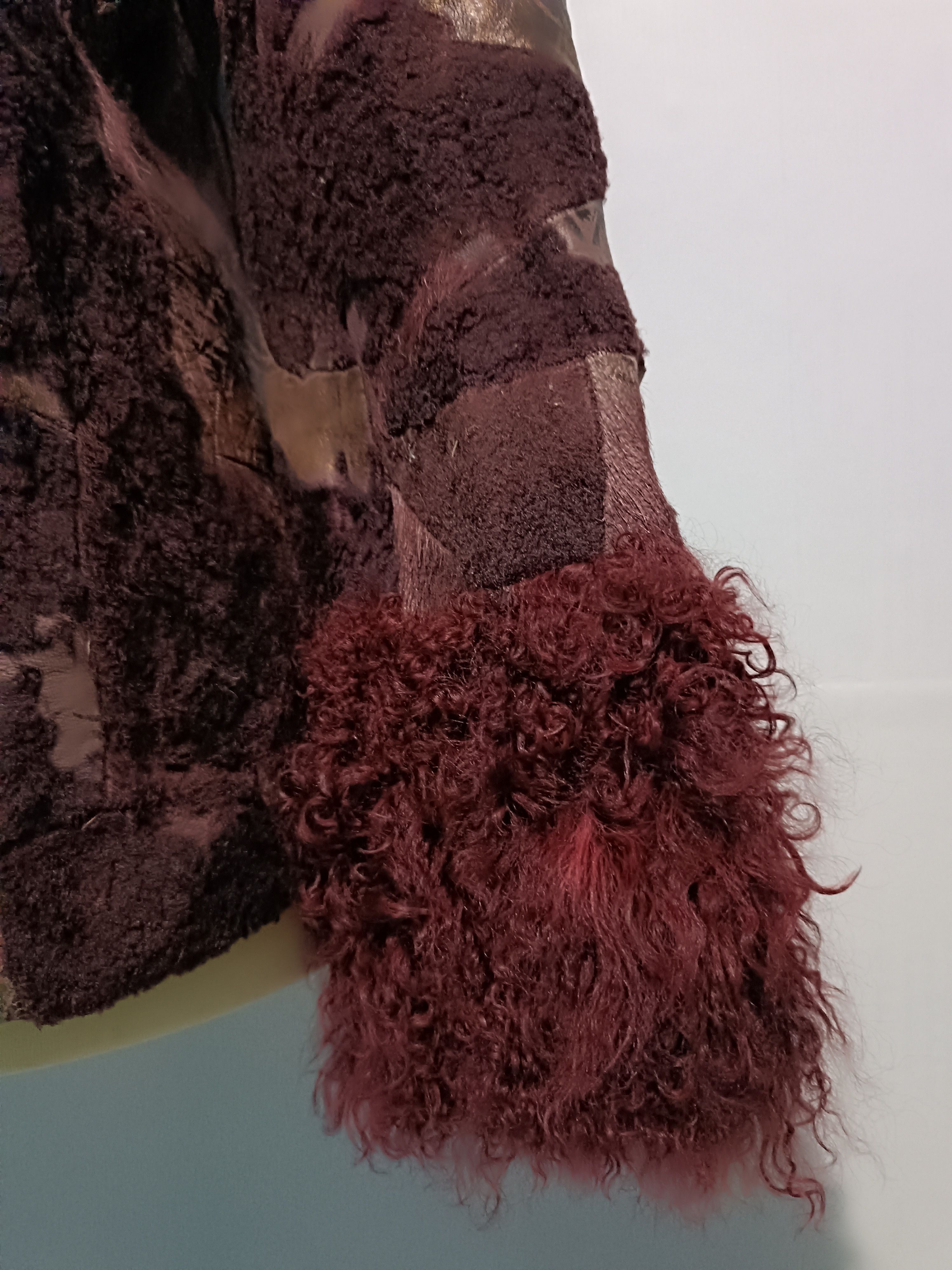Other Extra Fine Leather Jacket Fur Mix Pabric Coats Red Purple Size ONE SIZE - 3 Thumbnail
