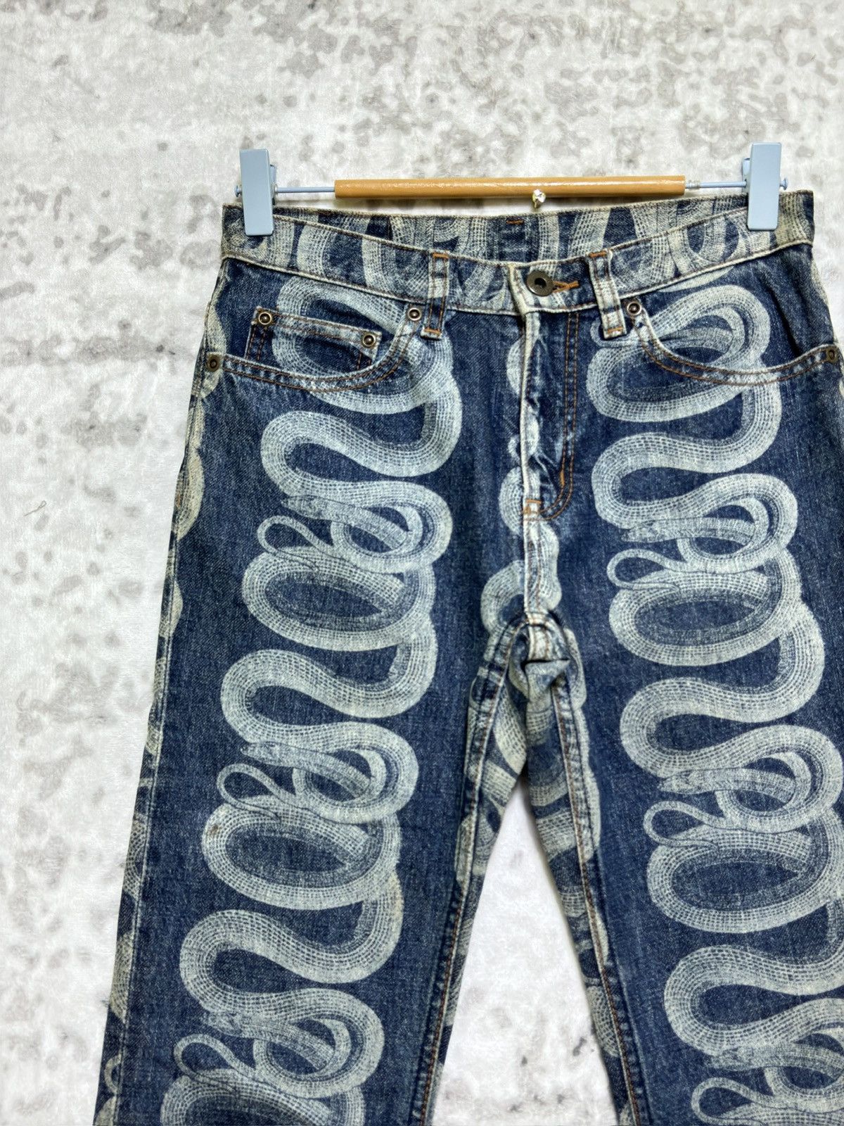 Hysteric Glamour Vintage Hysteric Glamour Flare Iconic Snake Print Denim Size US 27 - 4 Thumbnail