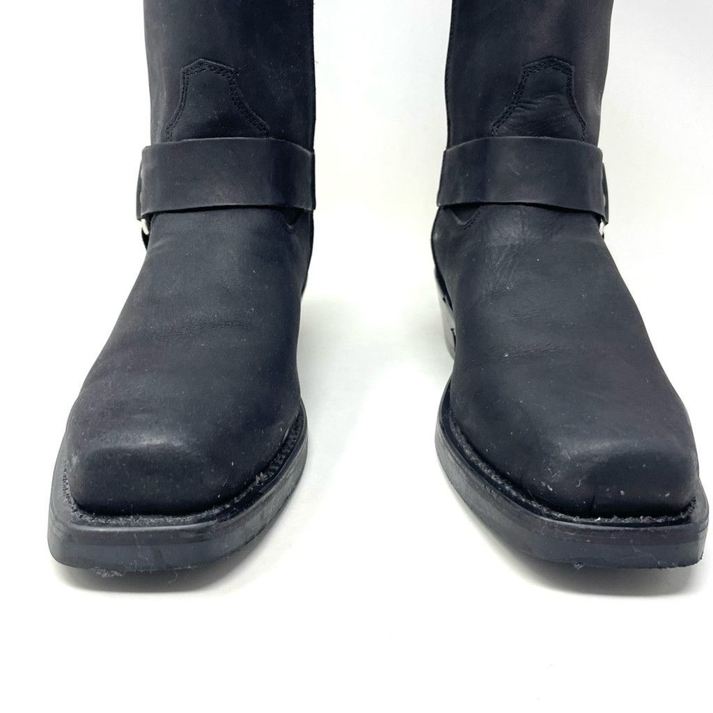 Other Old West Made in Texas Tall Black Leather Harness Boots US 7 Size US 7 / EU 40 - 3 Thumbnail