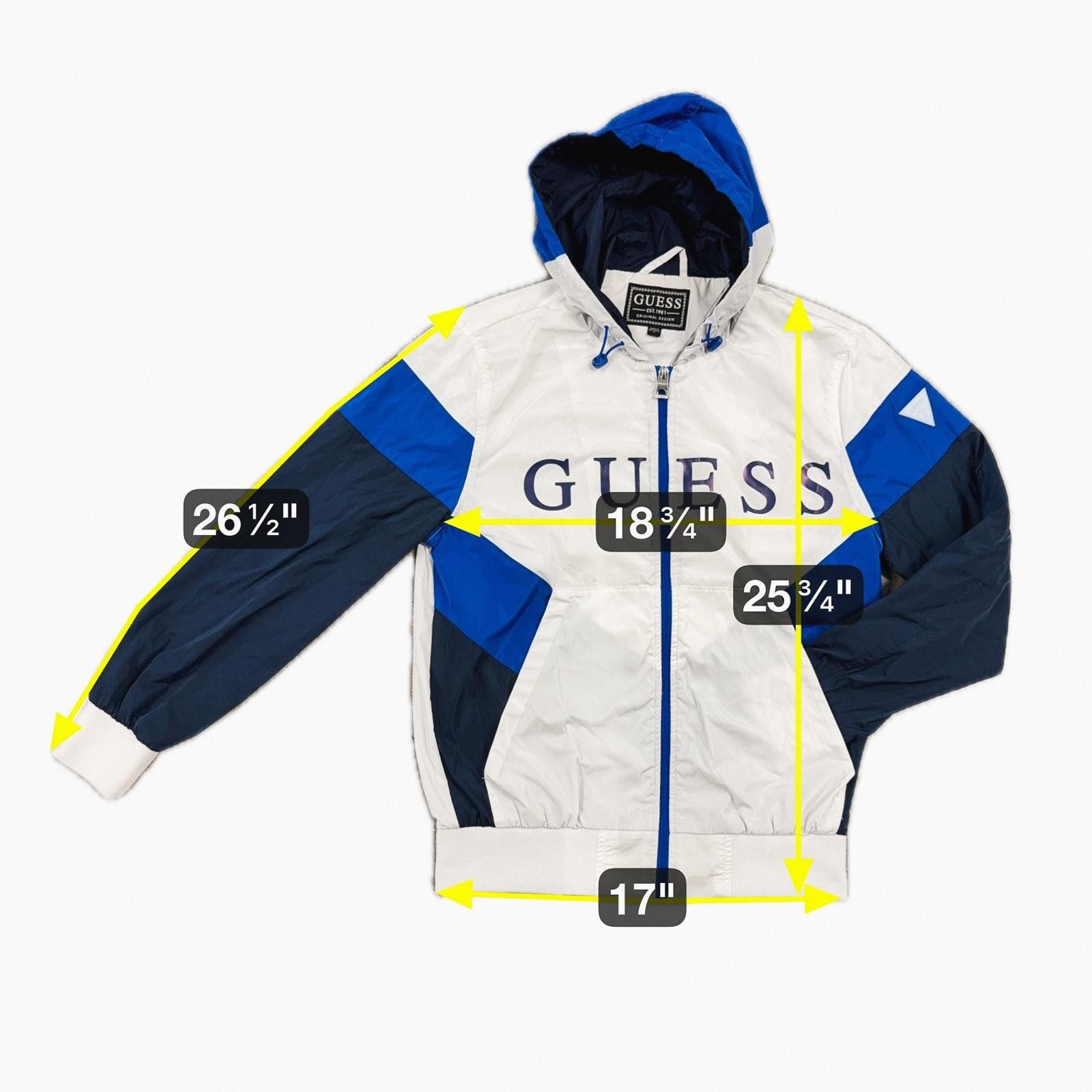 Guess Guess Jacket Mens S White Hooded Windbreaker Full Zip Logo Size US S / EU 44-46 / 1 - 11 Thumbnail