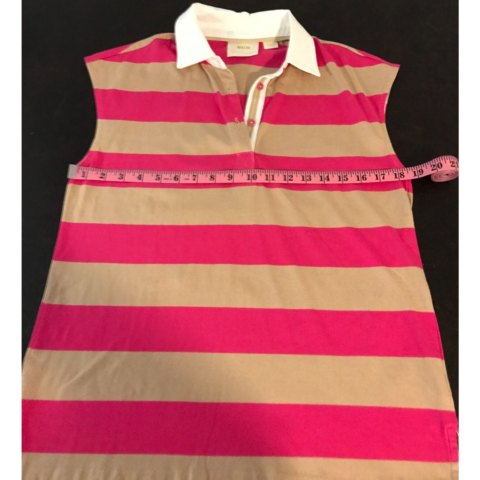 Anthropologie Anthropologie Maeve Porter Striped Sleeveless Pink Tan Polo Size XS / US 0-2 / IT 36-38 - 5 Thumbnail
