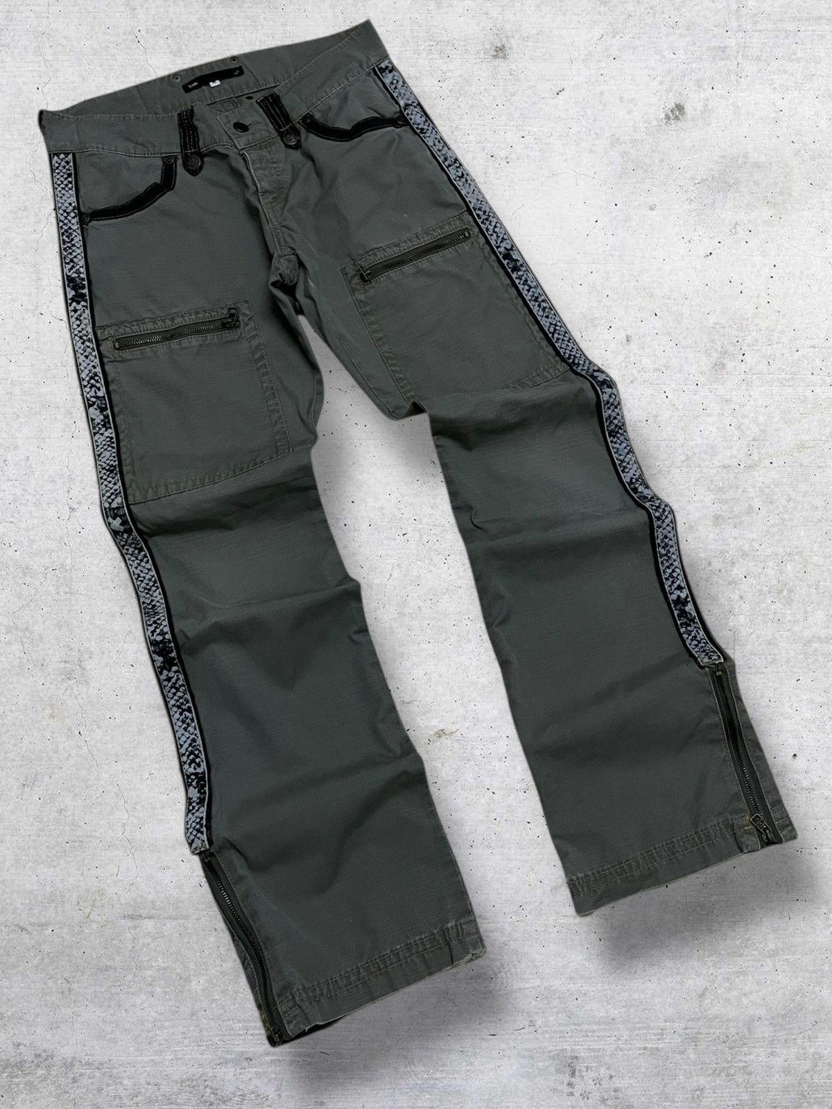Japanese Brand ICON 1990S JAPAN DESIGNERI BUSHPANT SNAKE SIDETAPE LGB PANT Size US 30 / EU 46 - 2 Thumbnail