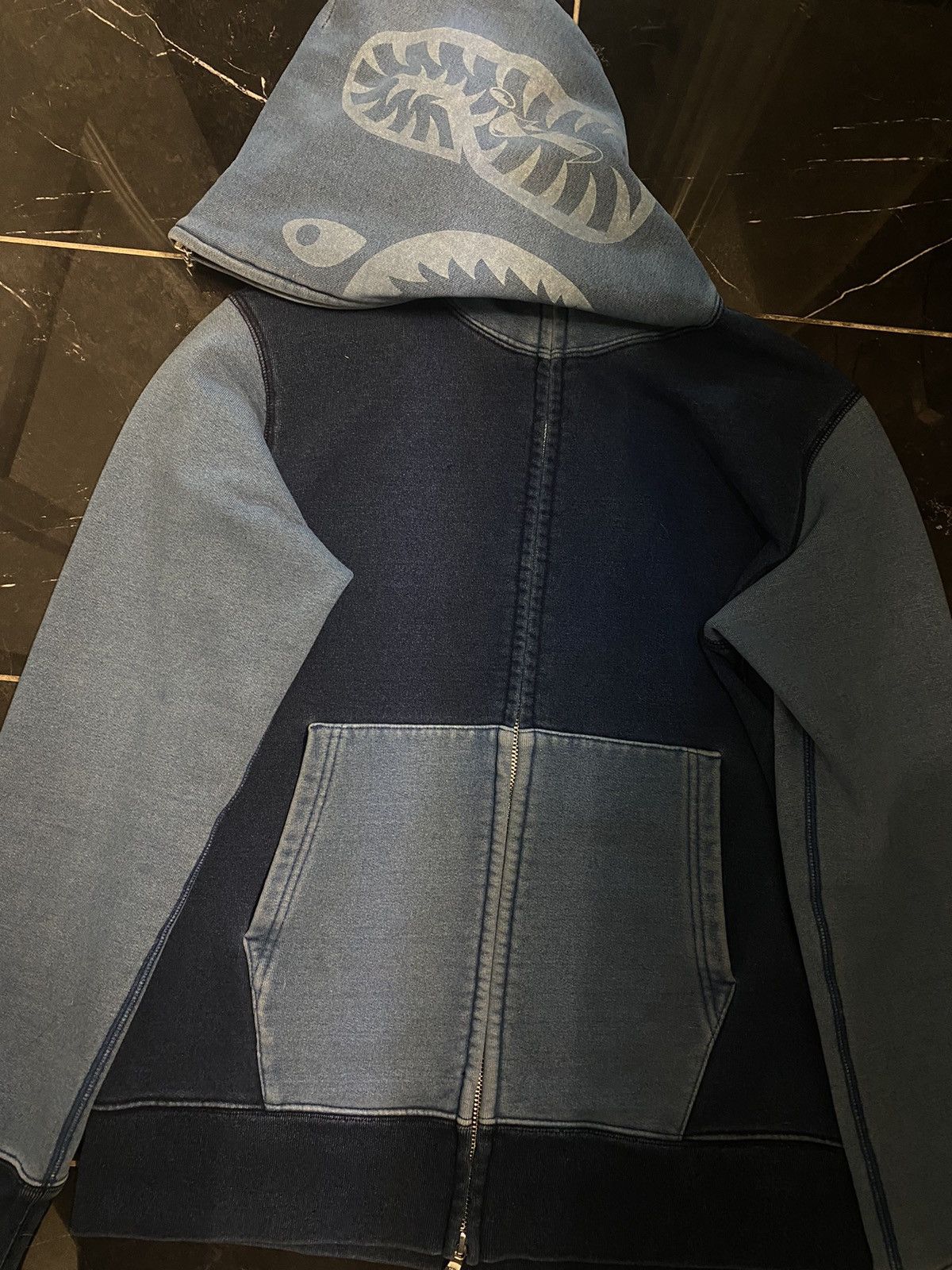 BAPE Indigo Tiger Shark Full Zip Hoodie Indigo