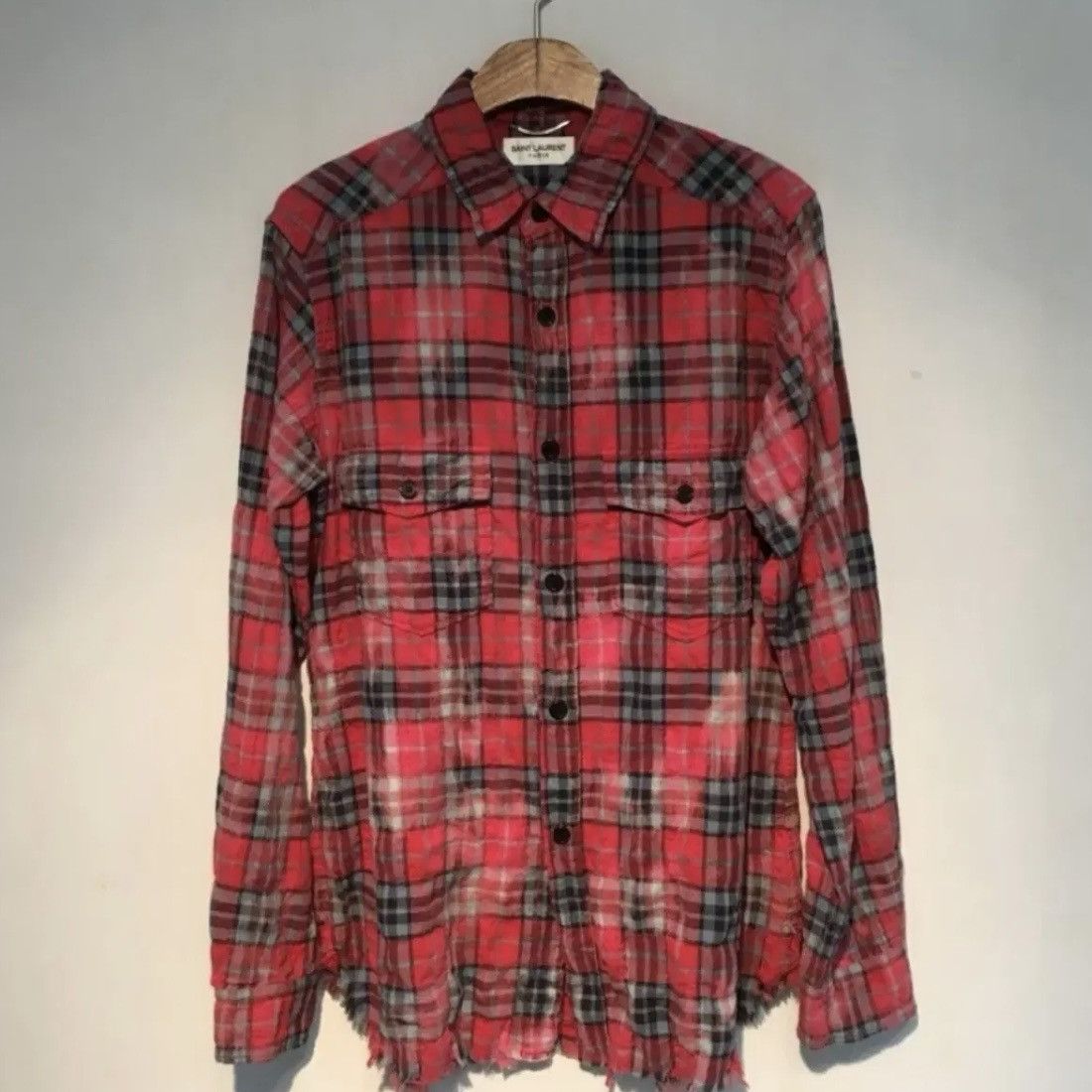 Saint Laurent SS16 Hedi Slimane Bleached Flannel Shirts