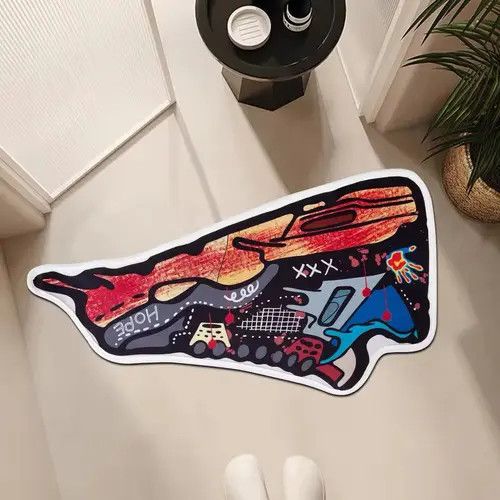 Handmade Handmade Sneaker Print Graffiti Carpet Rug Size ONE SIZE - 8 Thumbnail