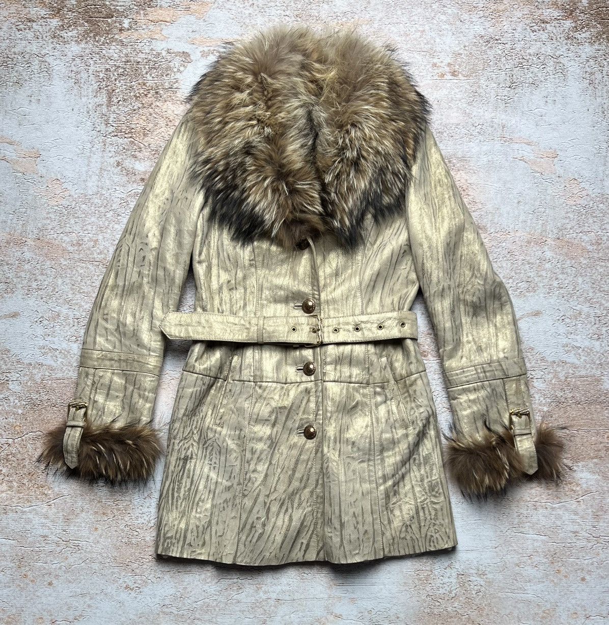 Vintage Vintage avant garde coat with fur details Size S / US 4 / IT 40 - 1 Thumbnail
