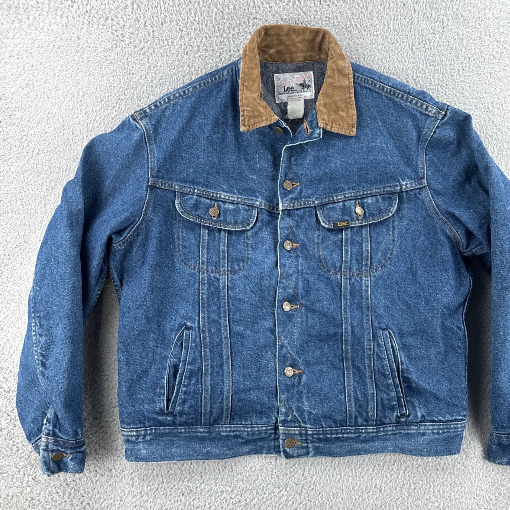 Lee VINTAGE Lee Storm Rider Blanket Lined Denim Jacket Mens XL Blue Denim Jacket Western Wear US Made 1970s Mens Size US XL / EU 56 / 4 - 3 Thumbnail