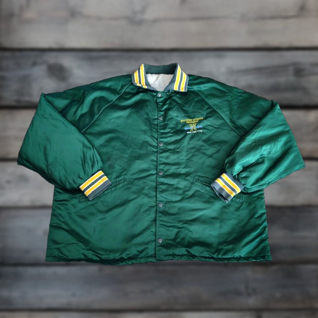 Vintage Vintage NMU Wildcats Snap Parka Jacket Blue Line Hockey Club Size XL Quilt Lined Green Size US XL / EU 56 / 4 - 1 Thumbnail