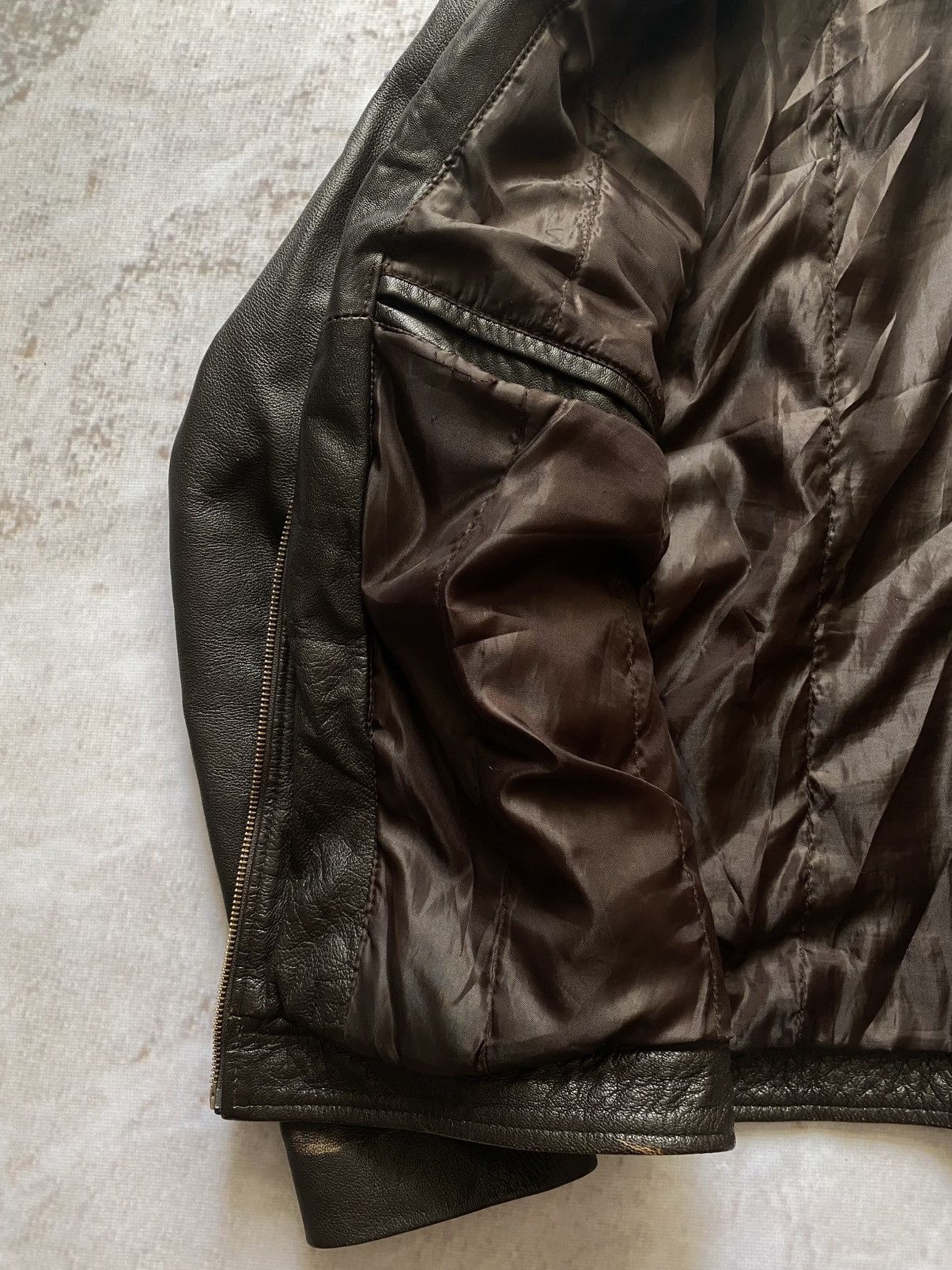 Genuine Leather × Vintage Vintage 90s BIKER MOTO Black FADED Leather Jacket Y2k Hype Size US XL / EU 56 / 4 - 9 Thumbnail
