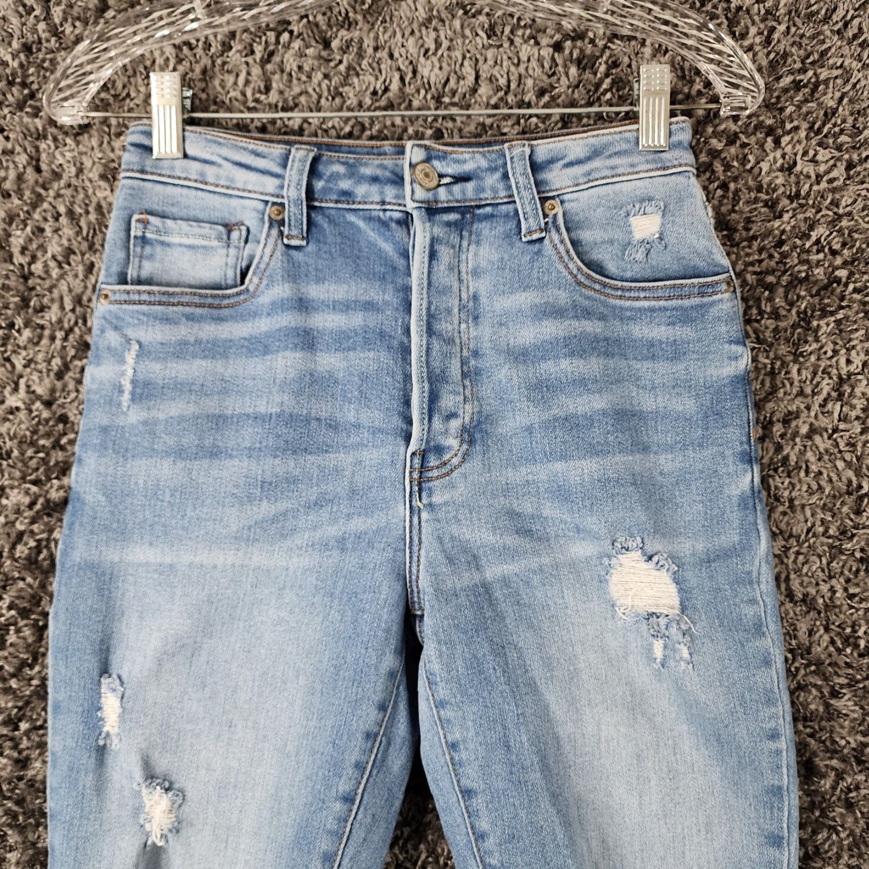 Forever 21 FOREVER 21 Womens Distressed Stretchy Blue Jean Jeggings Size 26 Size 26" / US 2 / IT 38 - 2 Thumbnail