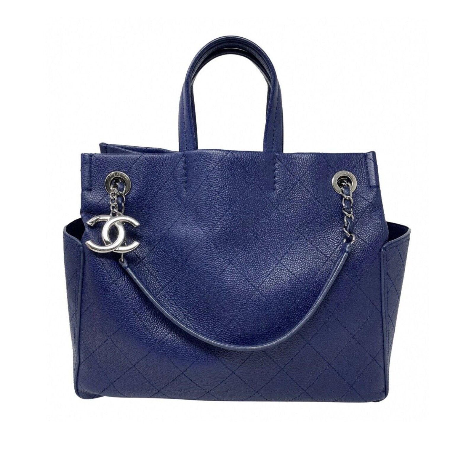 Chanel CHANEL Quilted Blue Caviar Leather Pocket Chain CC Charm Size ONE SIZE - 2 Thumbnail