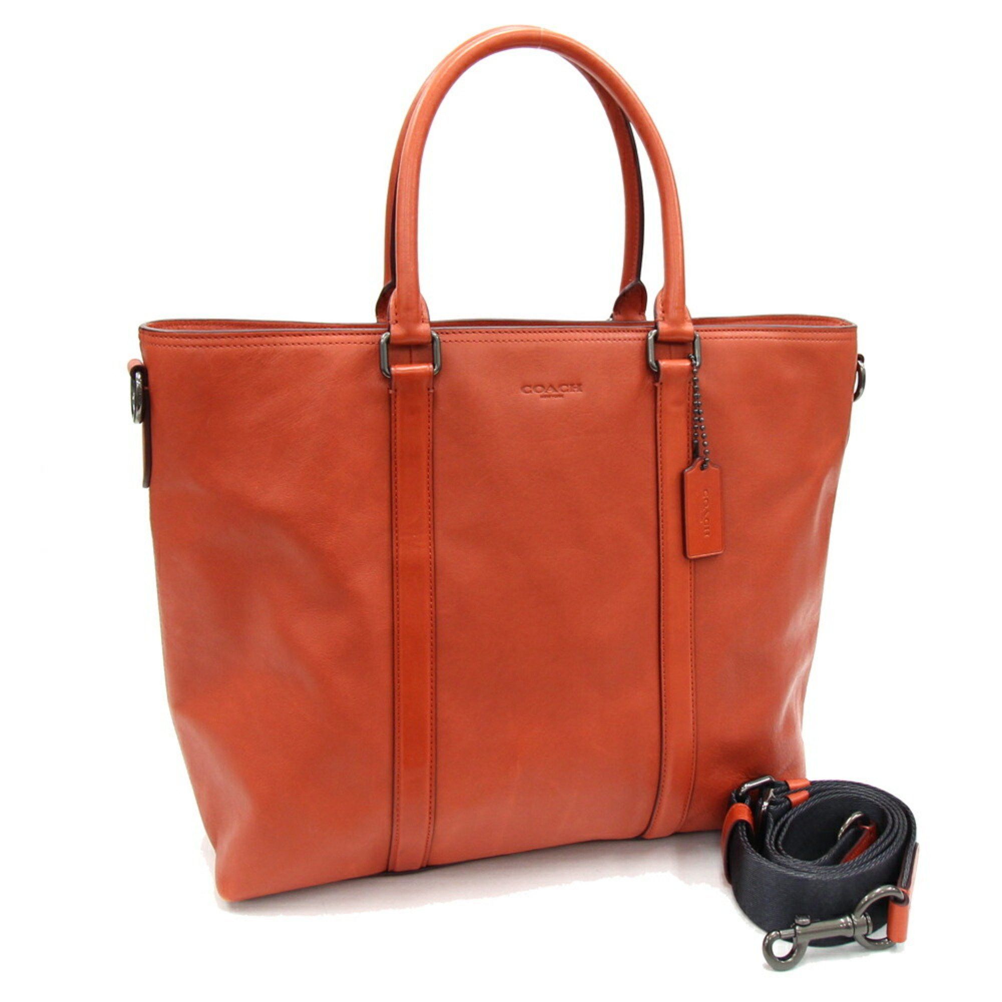 image of Coach Metropolitan Tote Bag 24772 Orange Brown Leather Shoulder Men's Coach