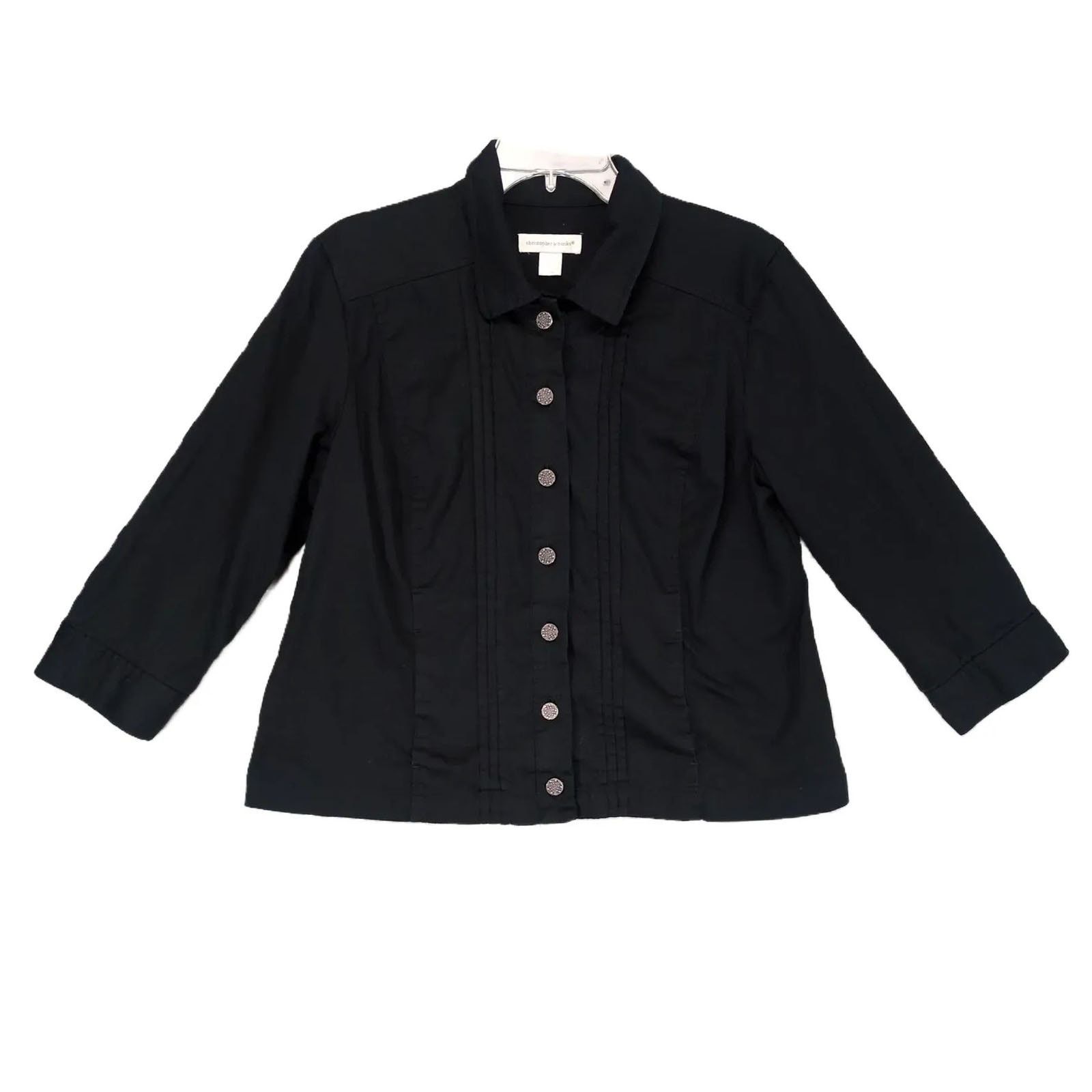 Other Christopher & Banks Women's S Pewter Button Black Shirt Size S / US 4 / IT 40 - 1 Thumbnail