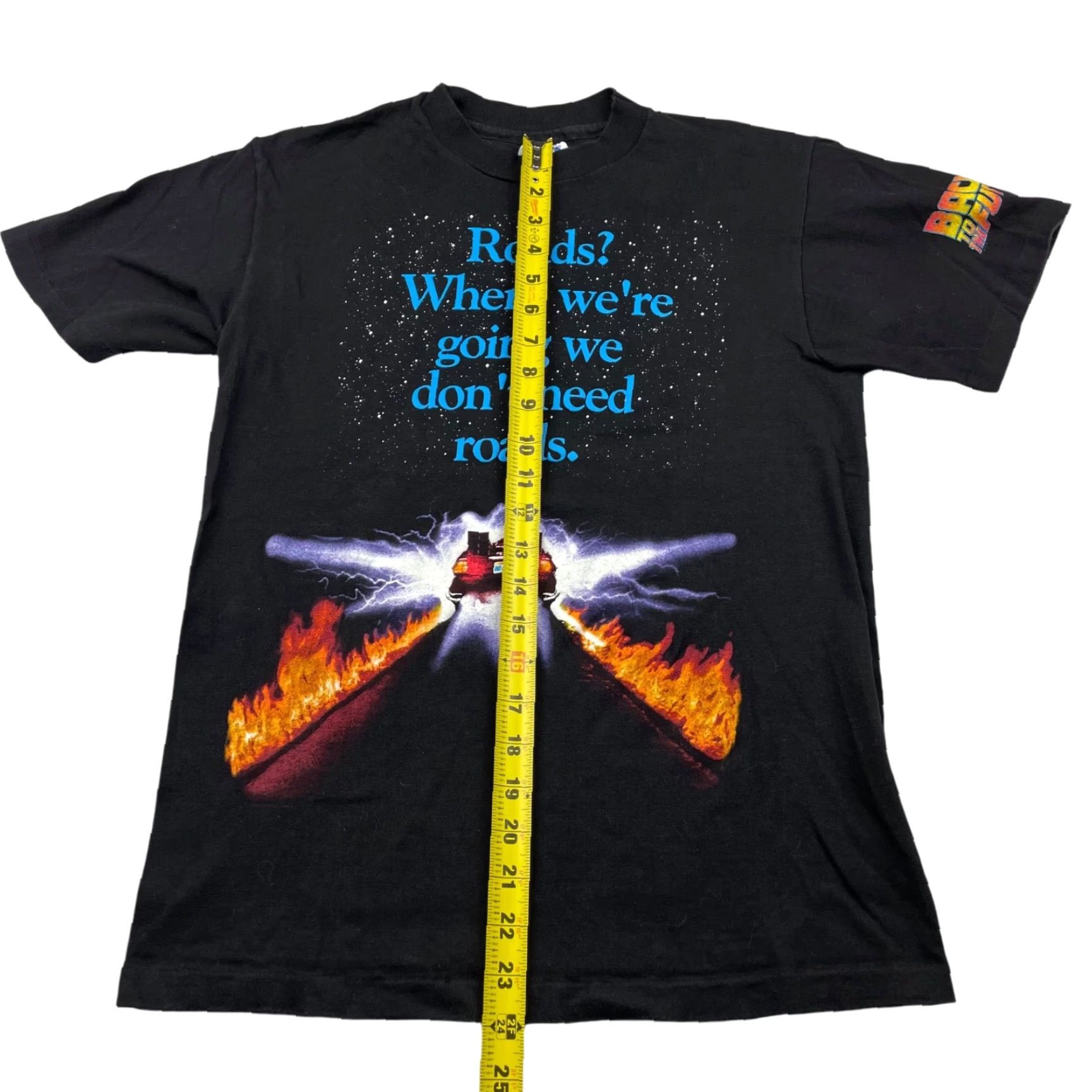 Hanes VTG Hanes T-Shirt Roads?.. Back To The Future Movie Promo Ride Small Black Single Stitch Crew Neck Short Sleeve Mens Size US S / EU 44-46 / 1 - 7 Thumbnail