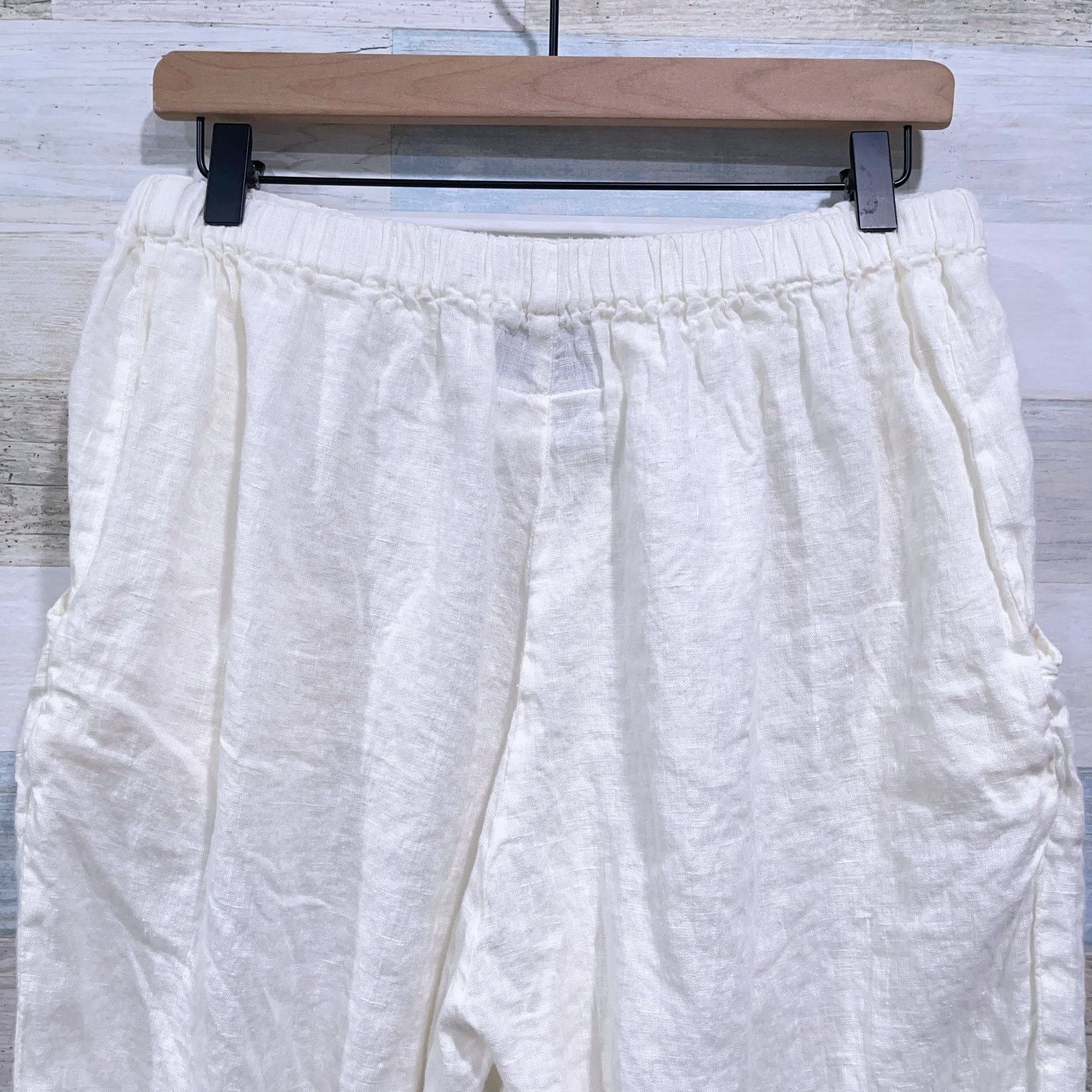FLAX FLAX Jeanne Engelhart Linen Crop Tapered Pants Off White M Size 27" / US 4 / IT 40 - 4 Thumbnail