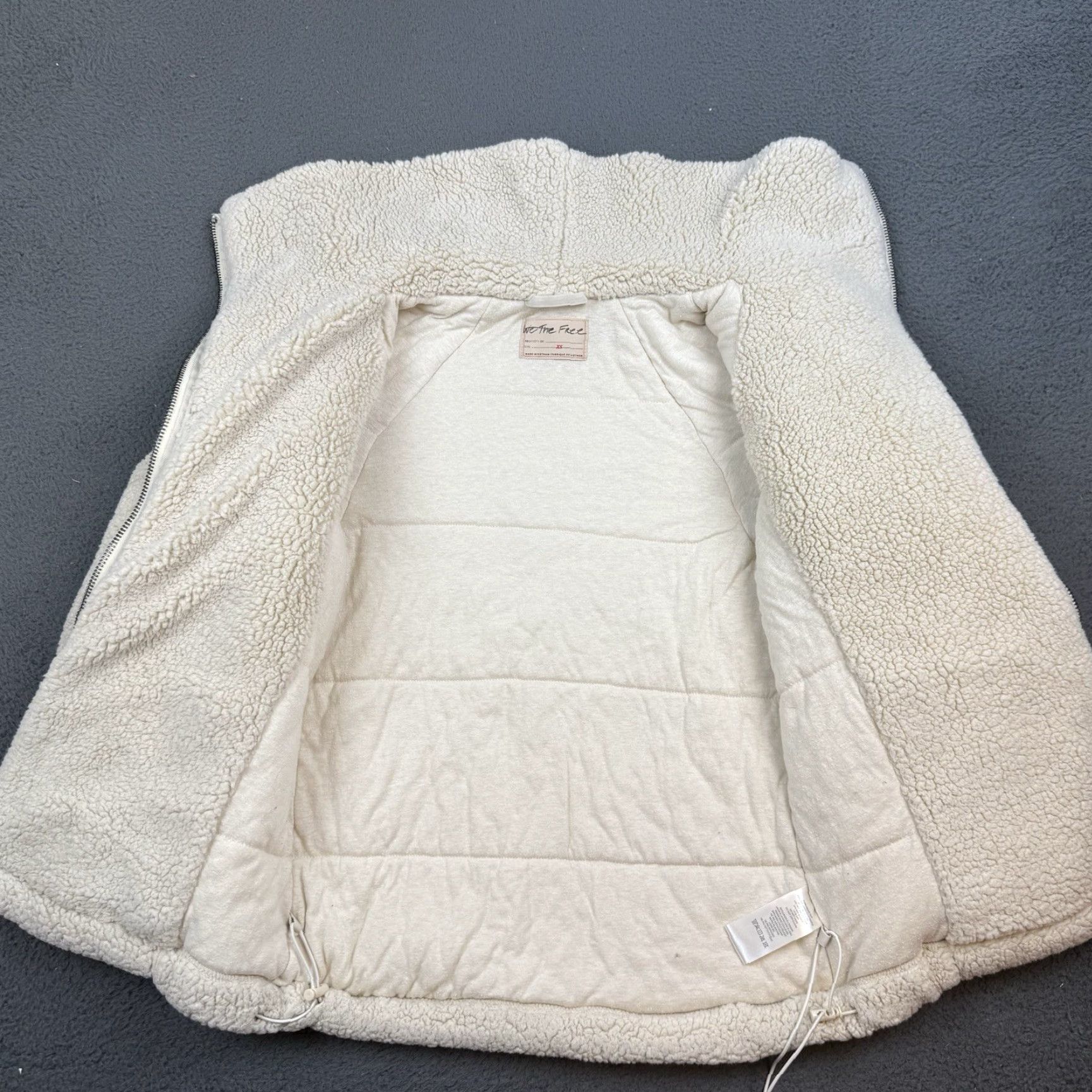 Free People VINTAGE We The Free People Slouchy Jacket Womens XS Beige Sherpa Full Zip Size XS / US 0-2 / IT 36-38 - 3 Thumbnail