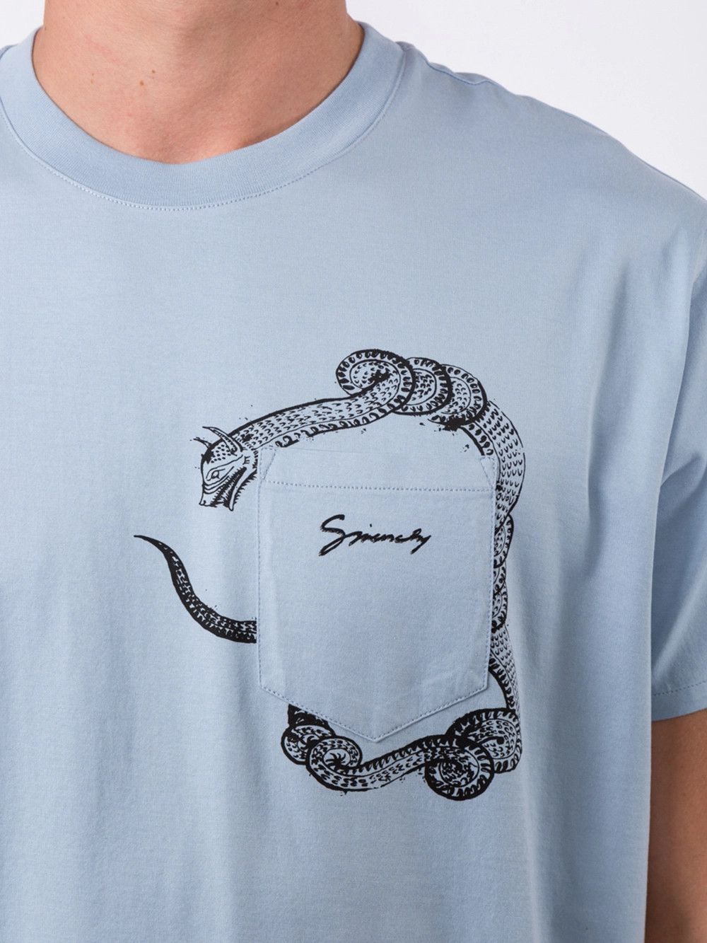 Givenchy Light Blue Snake Pocket Logo Oversized T-Shirt Size US M / EU 48-50 / 2 - 3 Thumbnail