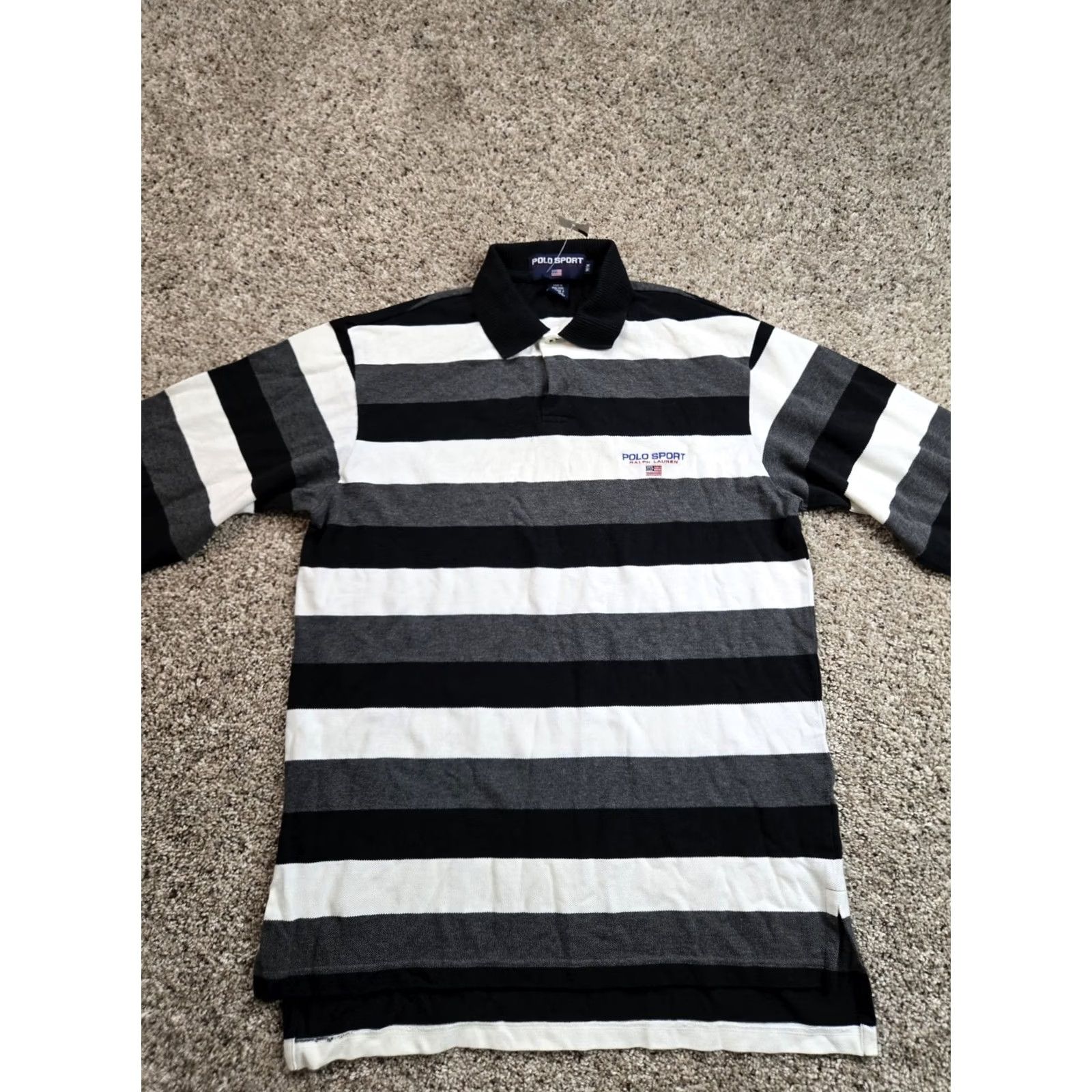Vintage VINTAGE Polo Sport Polo Shirt Mens M Gray Striped Long Sleeve Pullover 90s Polo Shirt Mens 90s Shirt Size US M / EU 48-50 / 2 - 3 Thumbnail