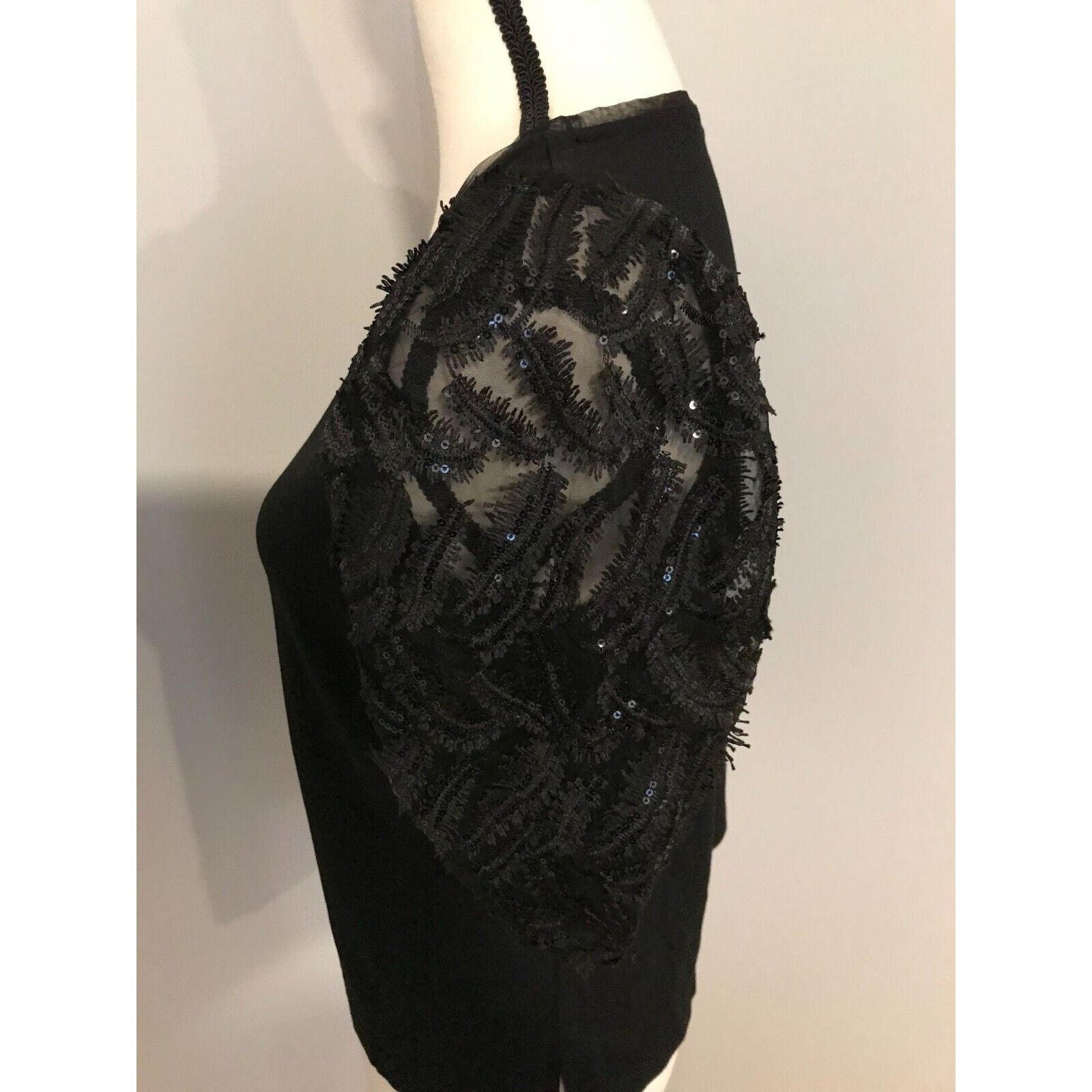 Anthropologie Anthropologie Damiana Black Puff-Sleeved Sequined Top Size M / US 6-8 / IT 42-44 - 4 Thumbnail