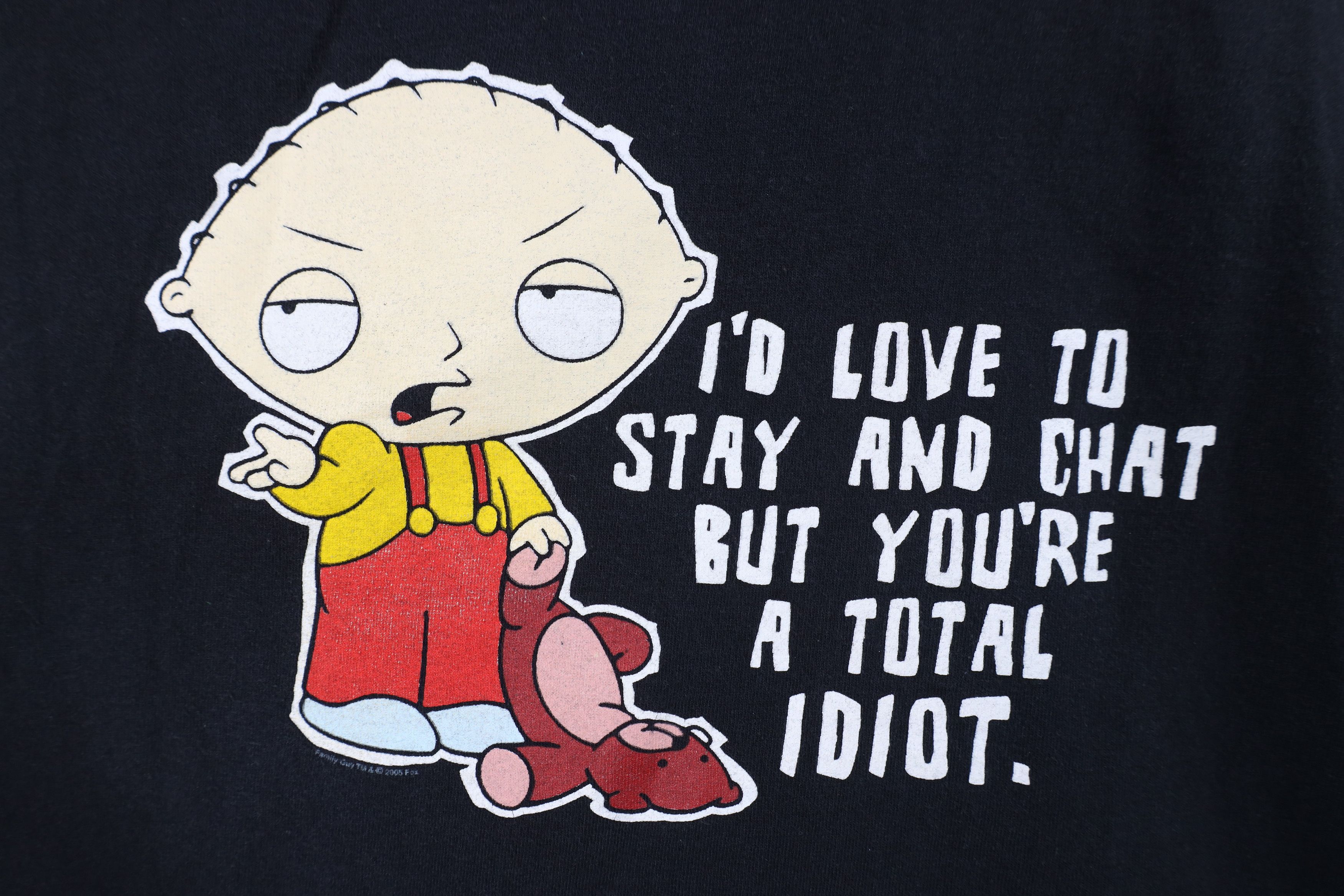 Vintage Vintage Y2K 2005 Family Guy Stewie Total Idiot T-Shirt Black Size US M / EU 48-50 / 2 - 4 Thumbnail