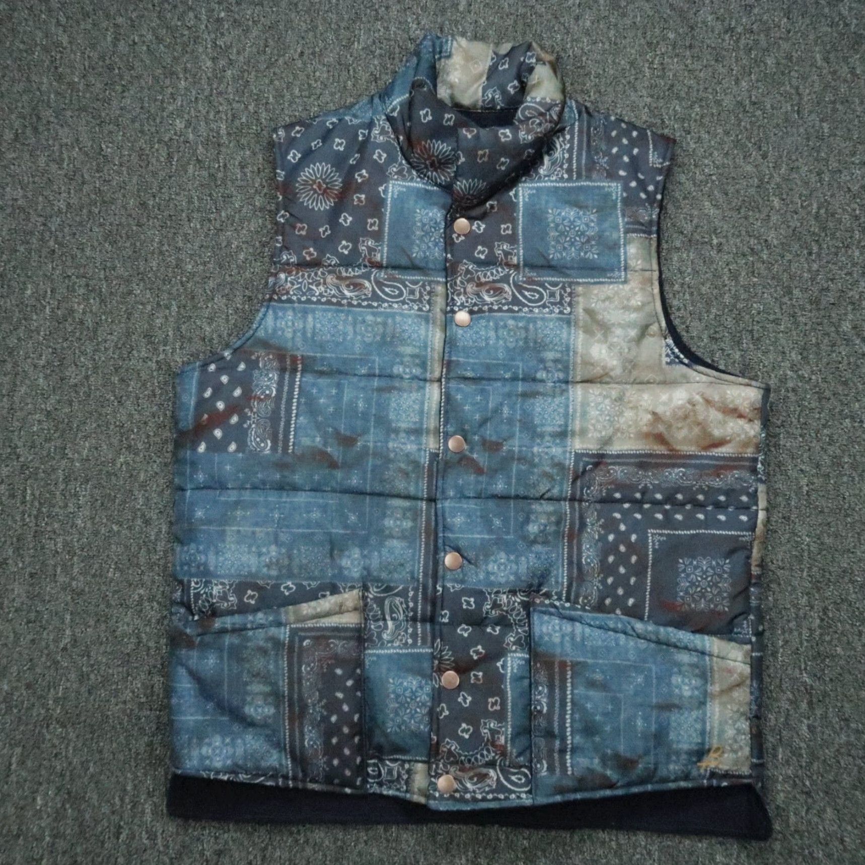 Vintage VINTAGE Birdwell Beach Britches Vest Mens Large Blue Bandana Patchwork Corduroy Lined Size US L / EU 52-54 / 3 - 2 Thumbnail