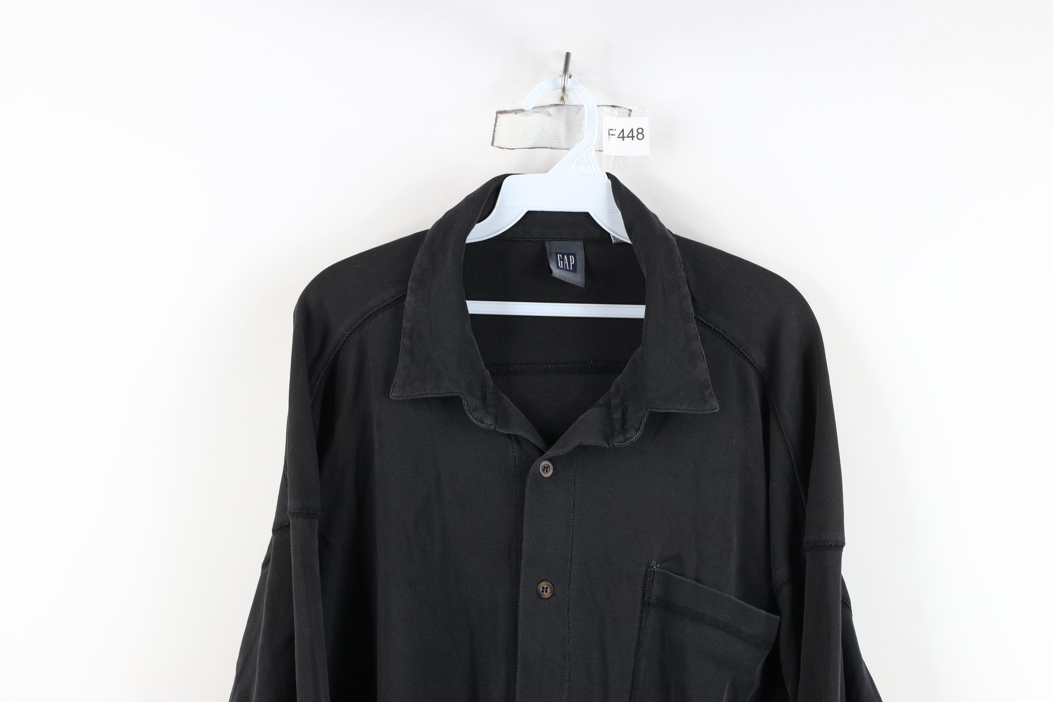 Gap Vintage 90s Gap Heavyweight Ribbed Knit Button Shirt Black Size US XL / EU 56 / 4 - 2 Thumbnail
