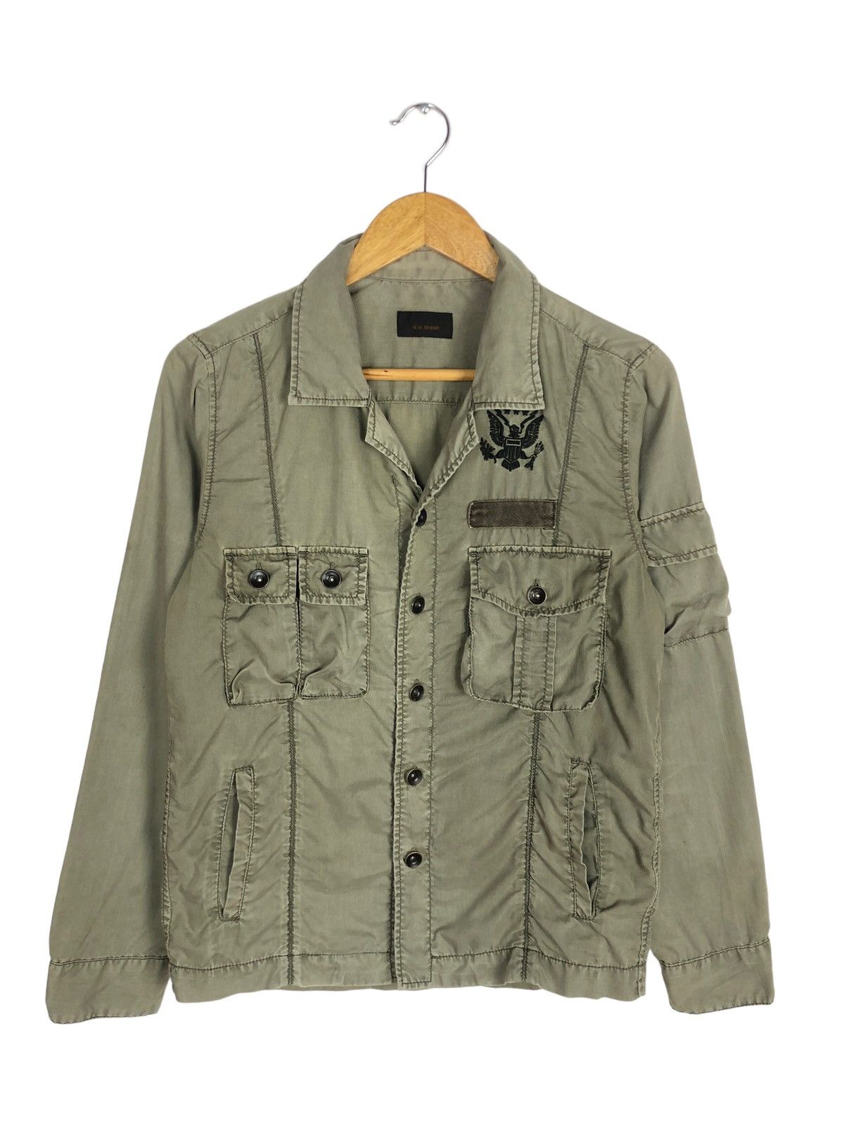 Issey Miyake × Japanese Brand × Tete Homme Vintage Tete Homme Issey Miyake Army Button Up Shirt Size US S / EU 44-46 / 1 - 1 Thumbnail