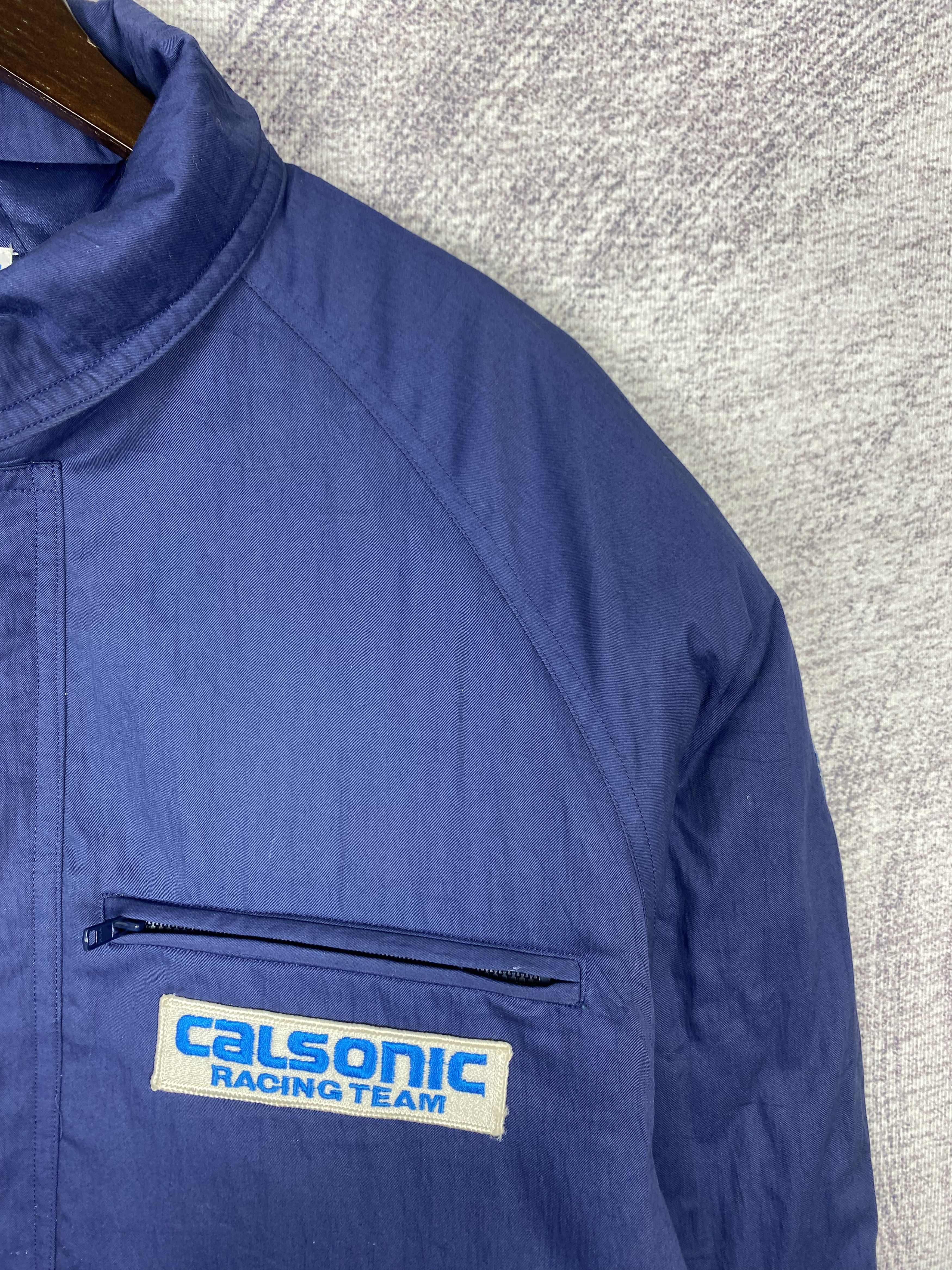 Japanese Brand Vintage Calsonic Racing Team Blue Workwear Jacket Size US L / EU 52-54 / 3 - 3 Thumbnail