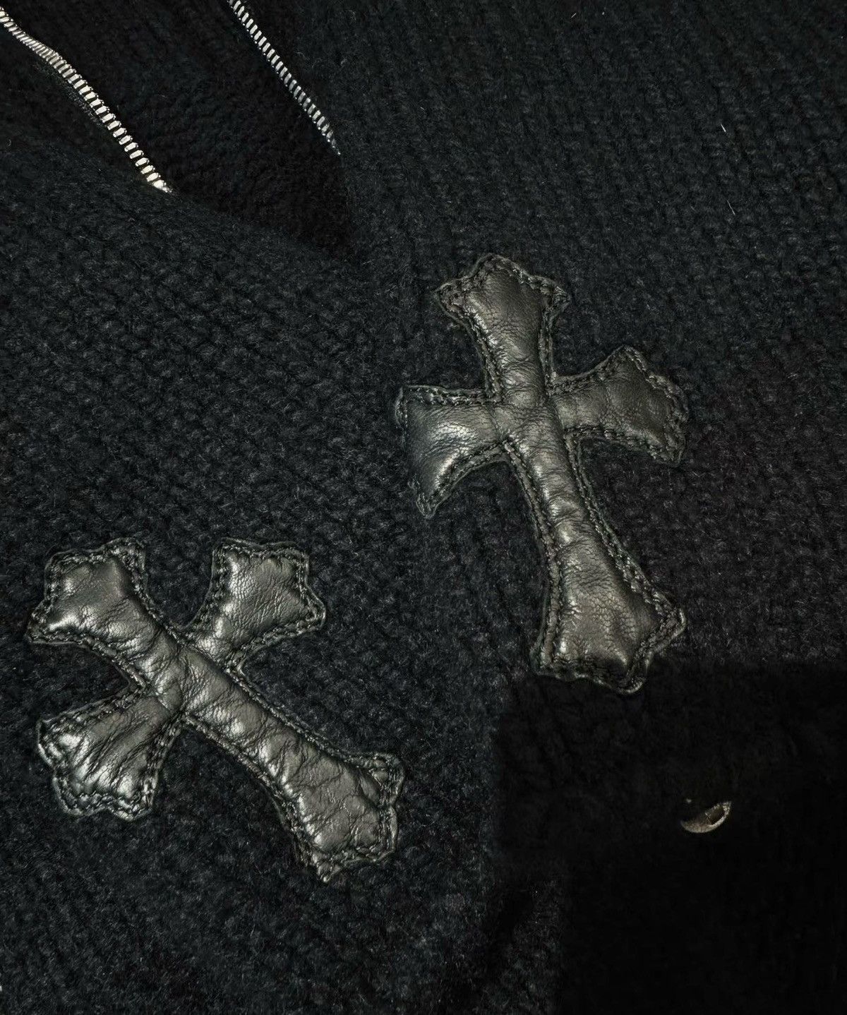 Chrome Hearts Chrome Hearts L Knit Zip-Up Hoodie Leather Cross Patches Size US L / EU 52-54 / 3 - 5 Thumbnail