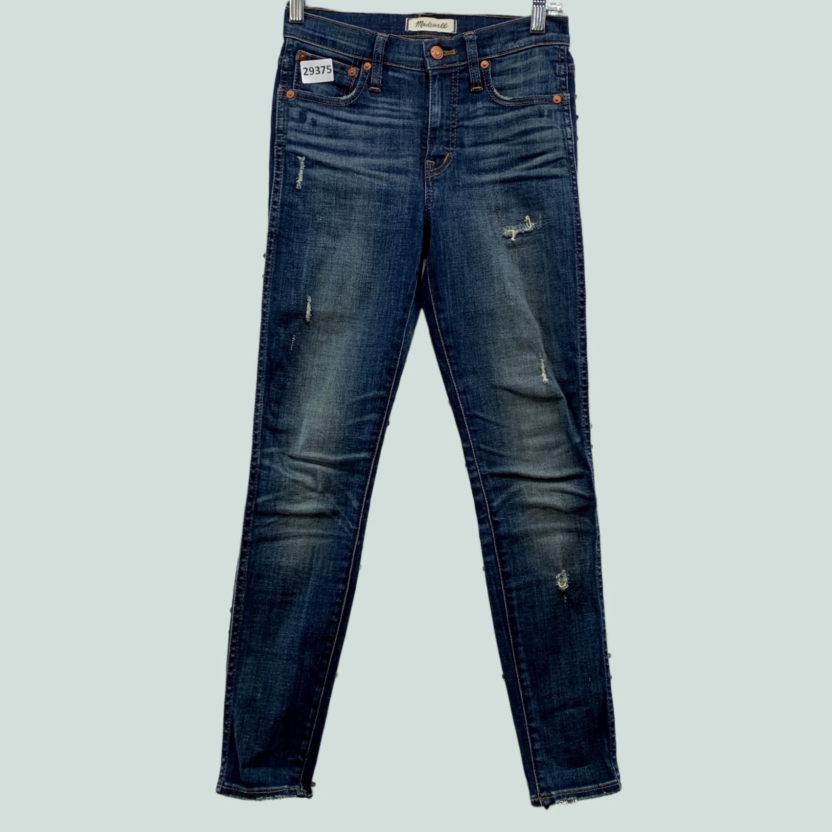 Madewell Madewell Jeans Women Size 25 Skinny Blue Distressed High Rise Size 42" / US 20 - 1 Thumbnail