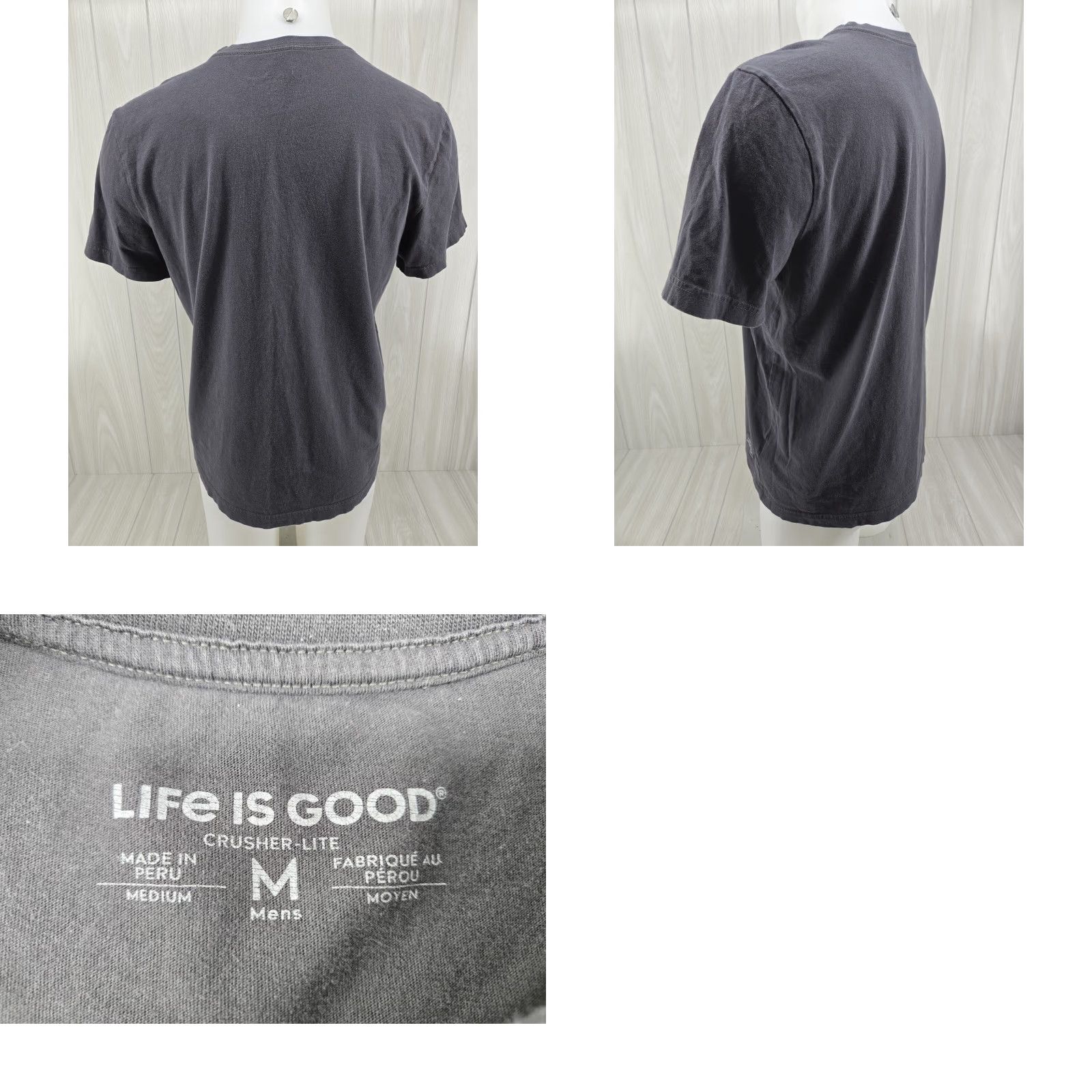 Life is Good Life is Good Mens T-Shirt Crusher Take The Back Roads Gray M Crew Neck Short Sleeve Graphic Tee Size US M / EU 48-50 / 2 - 8 Thumbnail