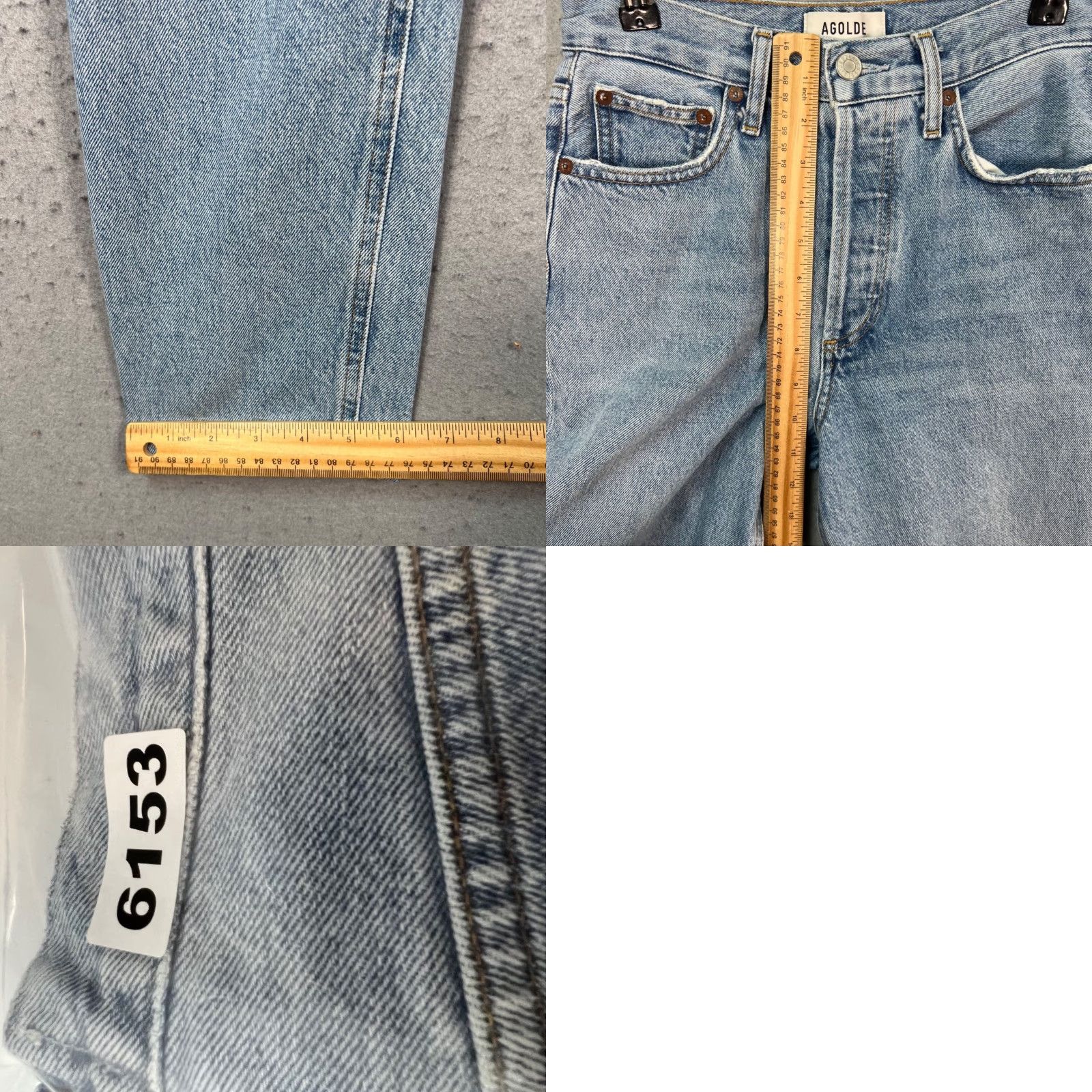 Agolde AGOLDE Jeans Slim High-Rise Light Wash Organic Cotton 24 Womens Tapered 5-Pocket Denim Blue Size 42" / US 20 - 8 Thumbnail