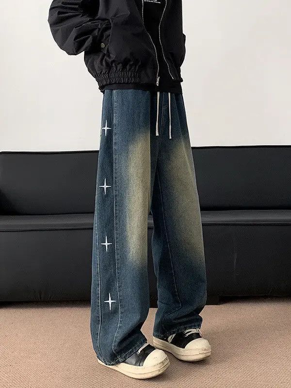 Japanese Brand Retro loose embroidered wide leg jeans Size US 32 / EU 48 - 2 Thumbnail