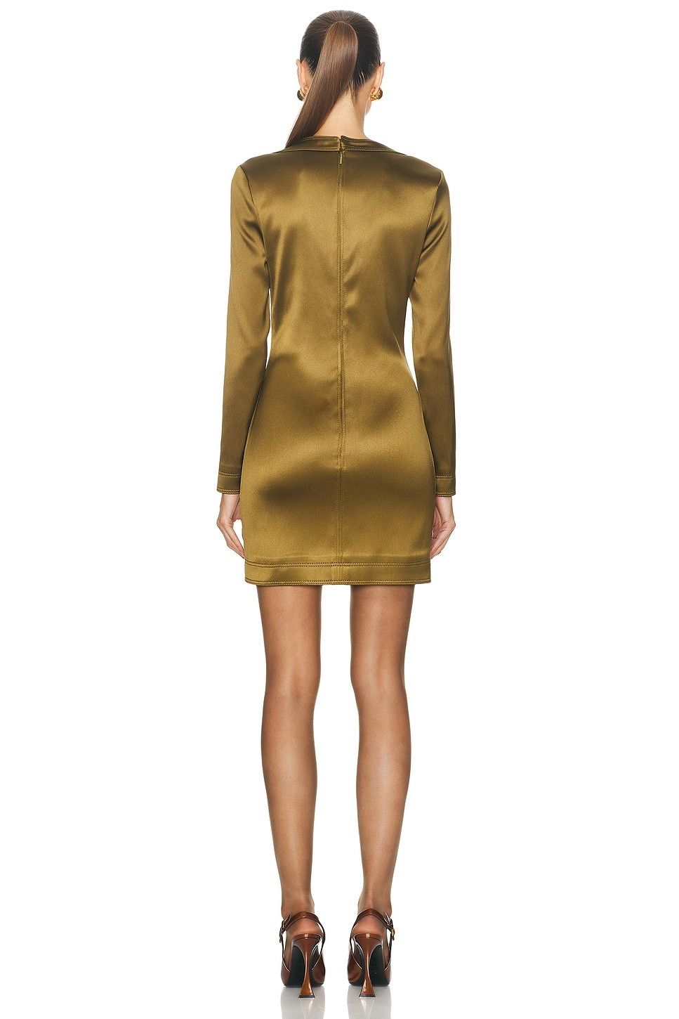 Saint Laurent Paris o1s1wg110625 786465 Décolleté Dress in Stretch Duchess Silk Size S / US 4 / IT 40 - 5 Thumbnail