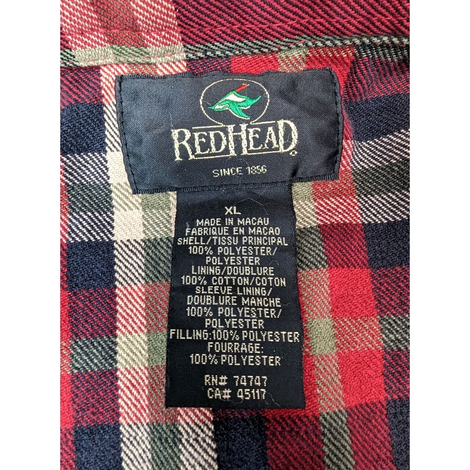 Vintage RedHead Mens XL Red Fleece Jacket Shacket Full Zip Plaid Lined Barn Work Coat Size US XL / EU 56 / 4 - 4 Thumbnail
