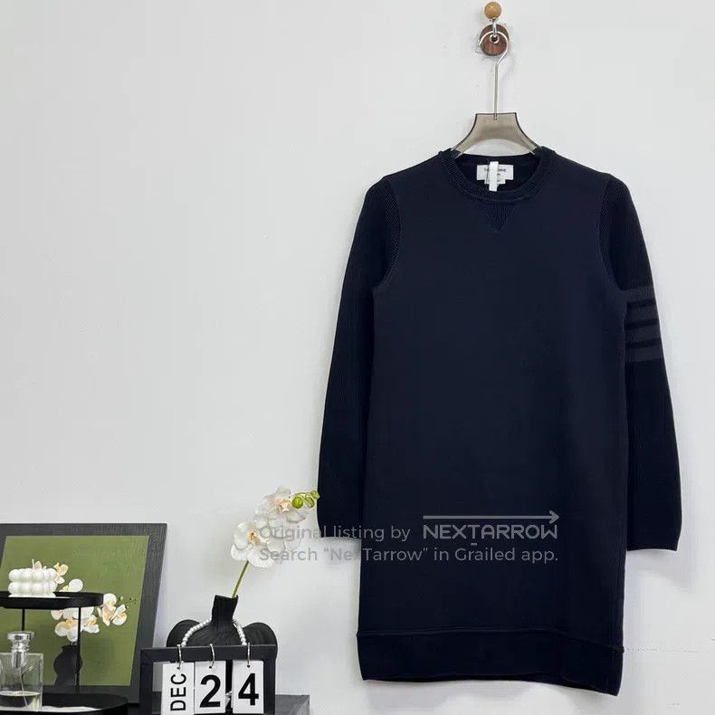 Thom Browne Thom Browne Navy Four Striped Sweatshirt Dress Size S / US 4 / IT 40 - 1 Thumbnail