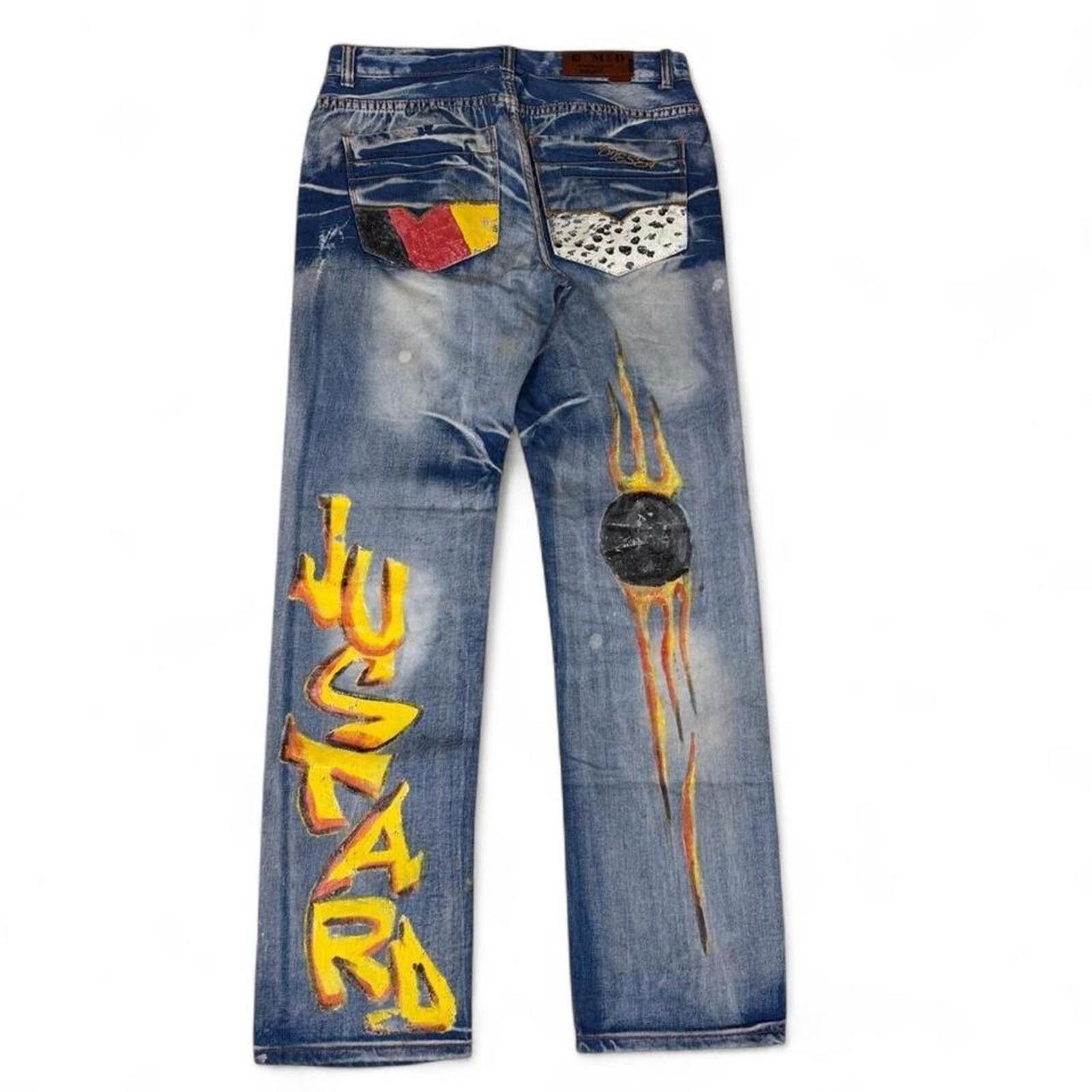 True Religion M&D jeans ( MAIDEHAOJIEANS ) hand painted unique denim jeans Size US 33 - 5 Thumbnail