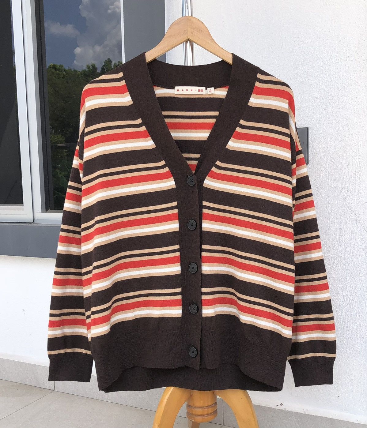 Marni × Uniqlo Marni x Uniqlo Marino Blend Striped Oversize Cardigan Size US XL / EU 56 / 4 - 2 Thumbnail