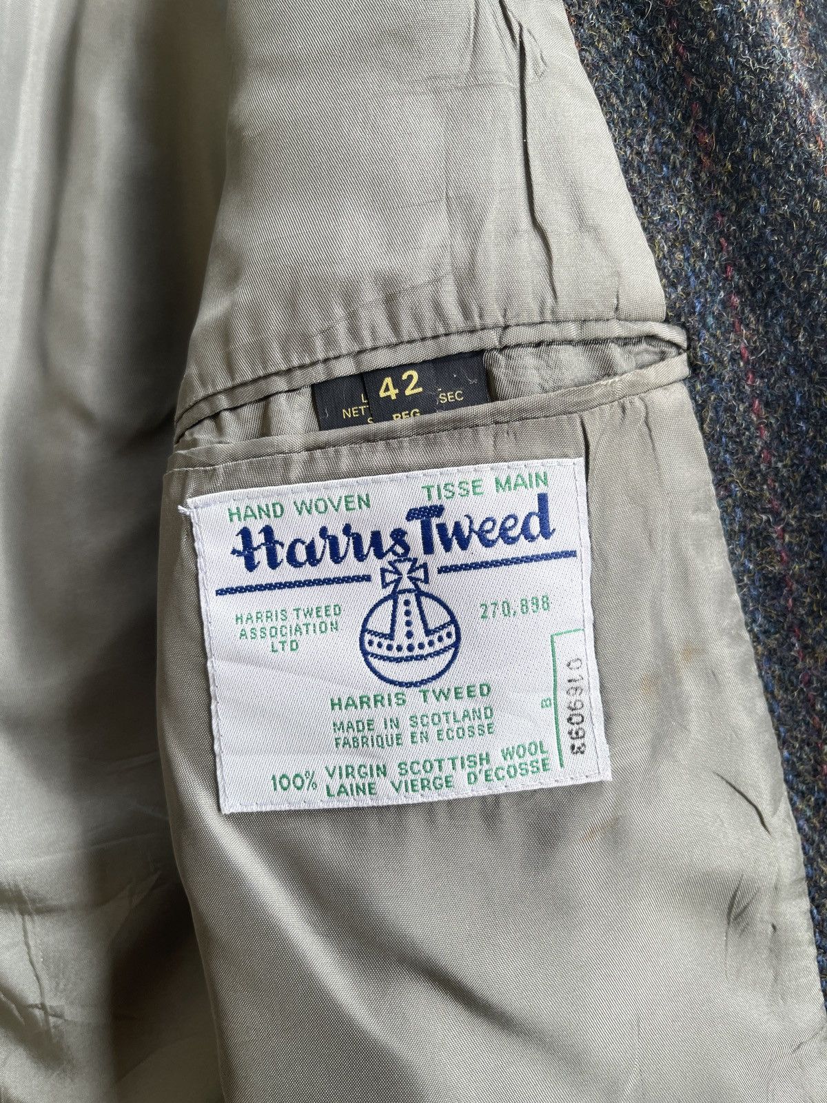 Harris Tweed Vintage Harris Tweed Handwoven Wool Coat Size 42R - 7 Thumbnail
