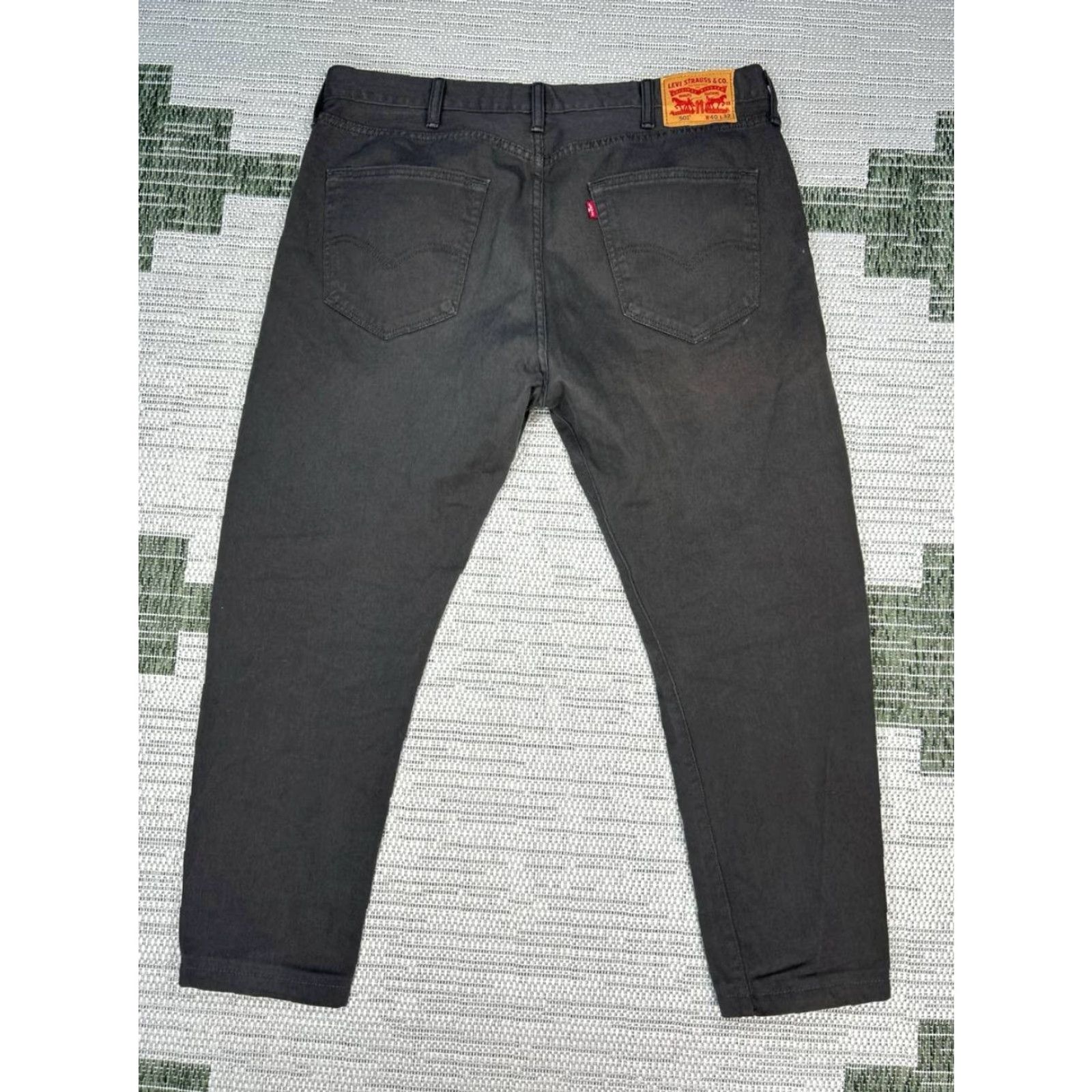 Levi's Levis 501 Jeans Mens Black Denim Tapered Leg Original Fit Logo Cotton 40x27 Size US 40 / EU 56 - 2 Thumbnail