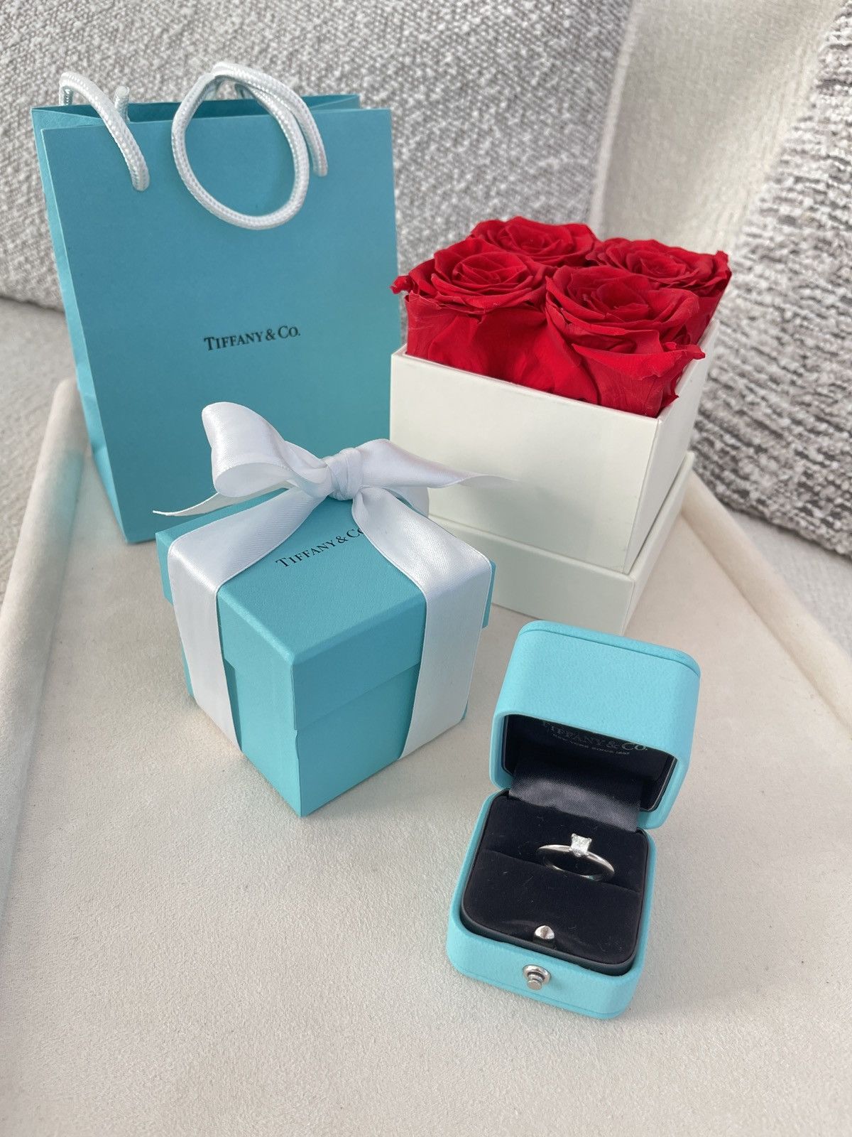 Tiffany & Co. Tiffany & Co. Platinum .31 Princess Cut Diamond Ring 4 $2880 Size ONE SIZE - 2 Thumbnail