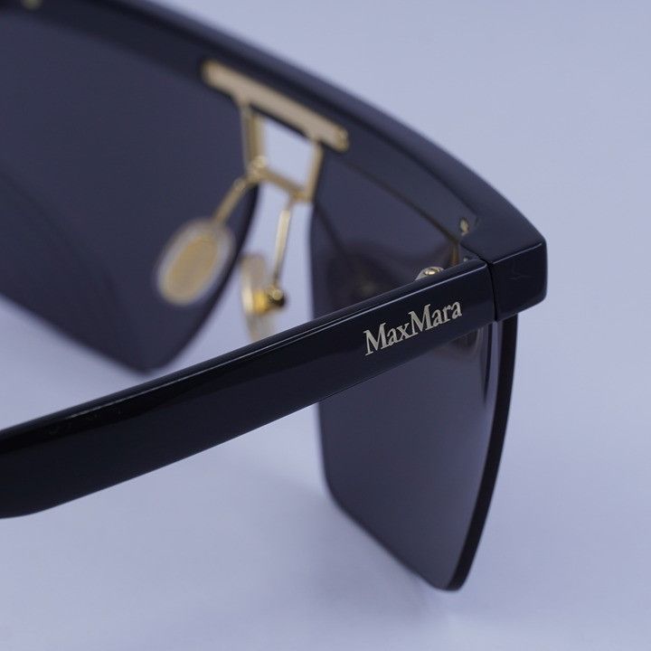 Max Mara Max Mara MM0072 01A Sunglasses Shiny Black Square Frame Size ONE SIZE - 6 Thumbnail