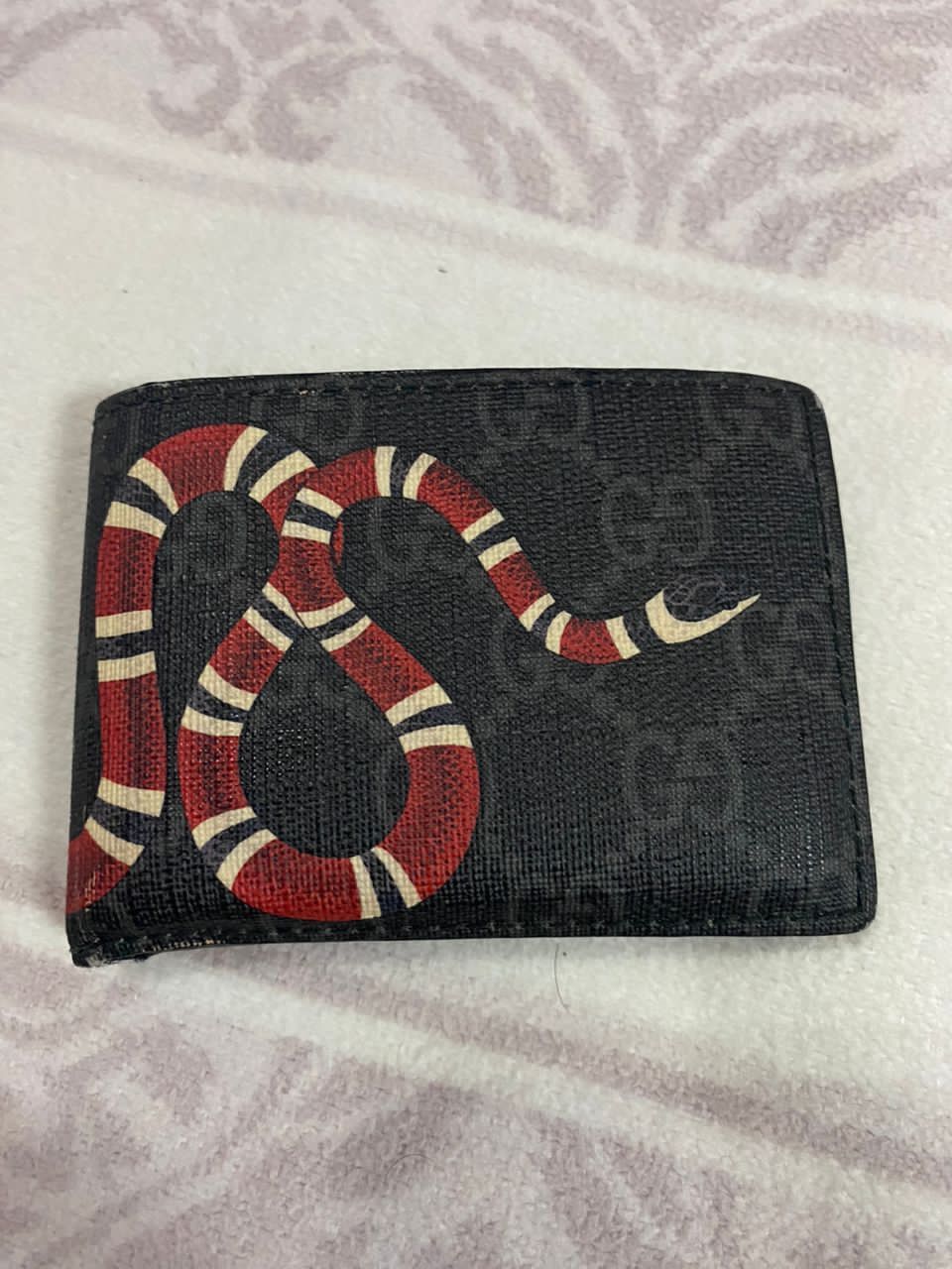 Gucci Auth GUCCI Black GG Supreme Canvas kingsnake Bifold Wallet Grailed