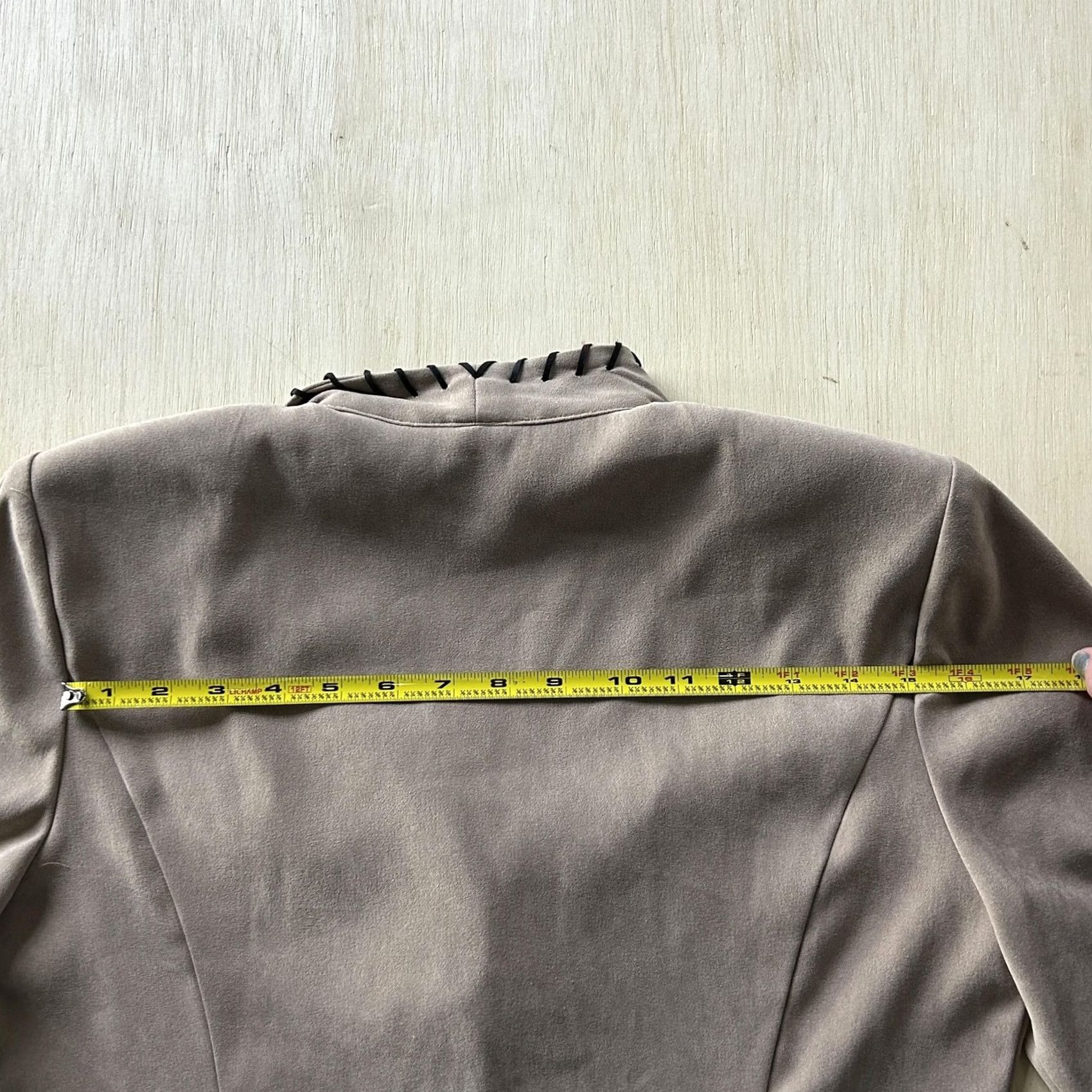 Vintage Studio 1940 Blazer Jacket Womens 6 Beige Stretch Shawl Collar Whipstitch Size M / US 6-8 / IT 42-44 - 6 Thumbnail
